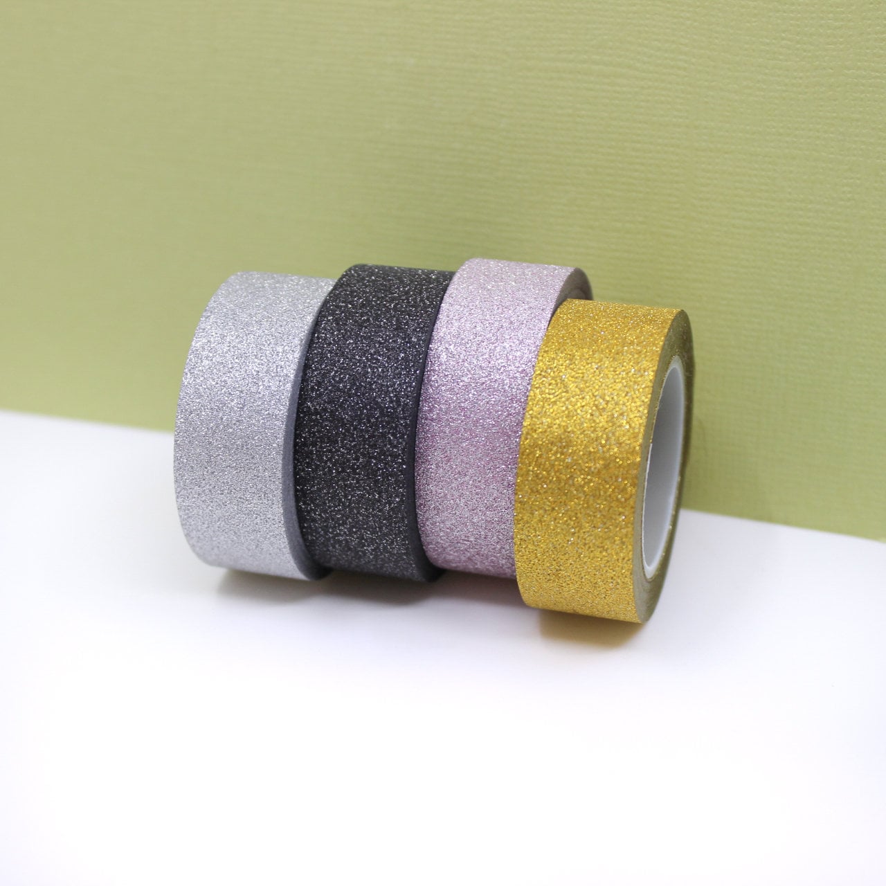 Nastro Washi glitter neutro, scelta di glitter nero, glitter oro, glitter argento, nastri Washi glitter oro rosa / Forniture BBB / R-AL087