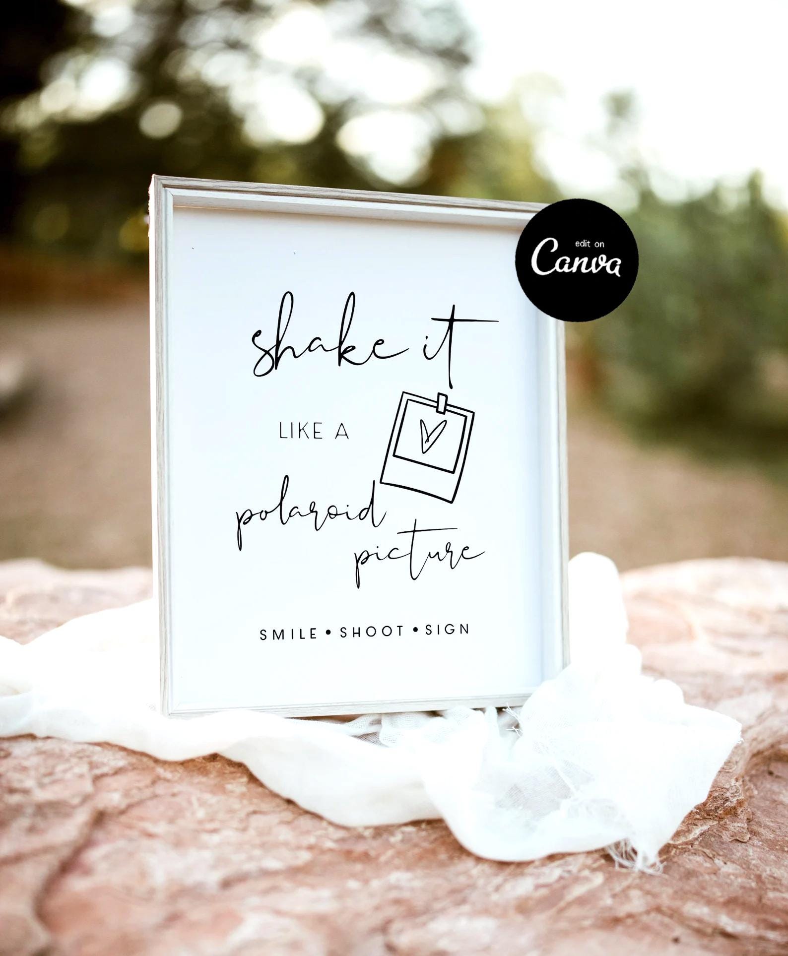 Libro degli ospiti con foto, scuotilo come una foto Polaroid, libro degli ospiti con foto stampabile, modello per libro degli ospiti con foto, cartell