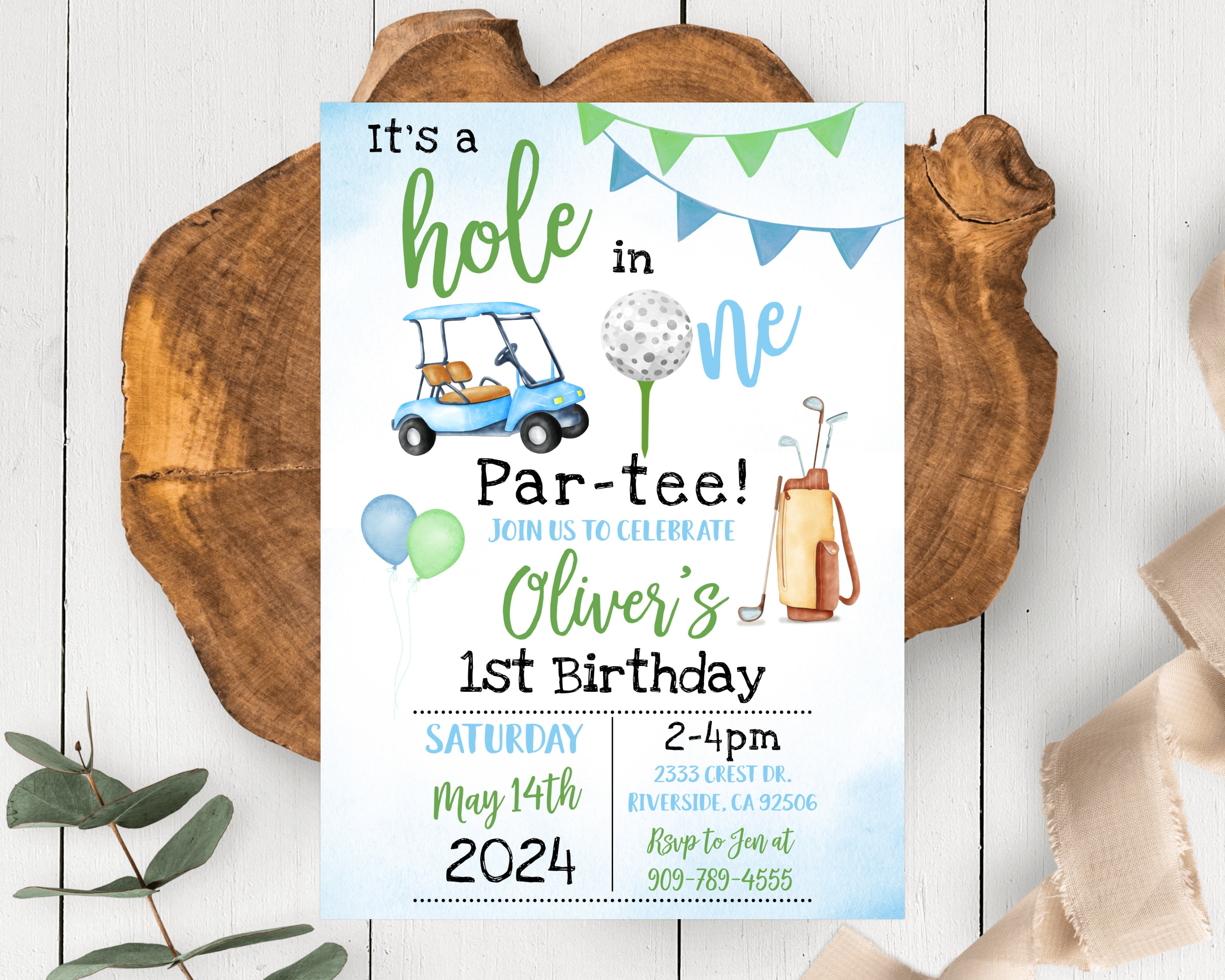 Invito di compleanno modificabile Hole in One Golf Primo compleanno Par-tee Golf Invito Primo compleanno Golf Invito di compleanno per ragazzo