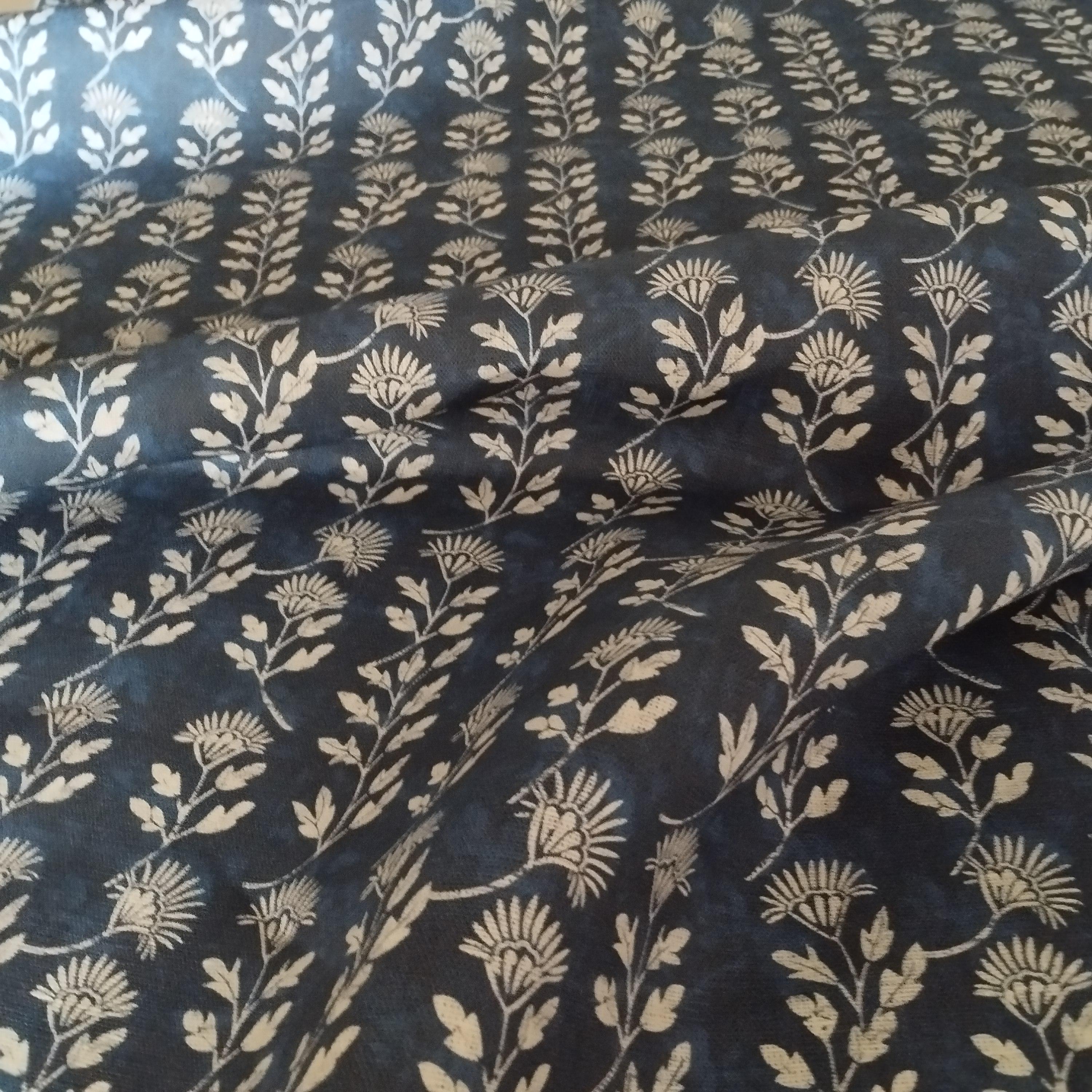 Tessuto di lino stampato blu navy, rivestimento in lino pesante, tessuto di lino lavato, stampa digitale, lino antico, unico