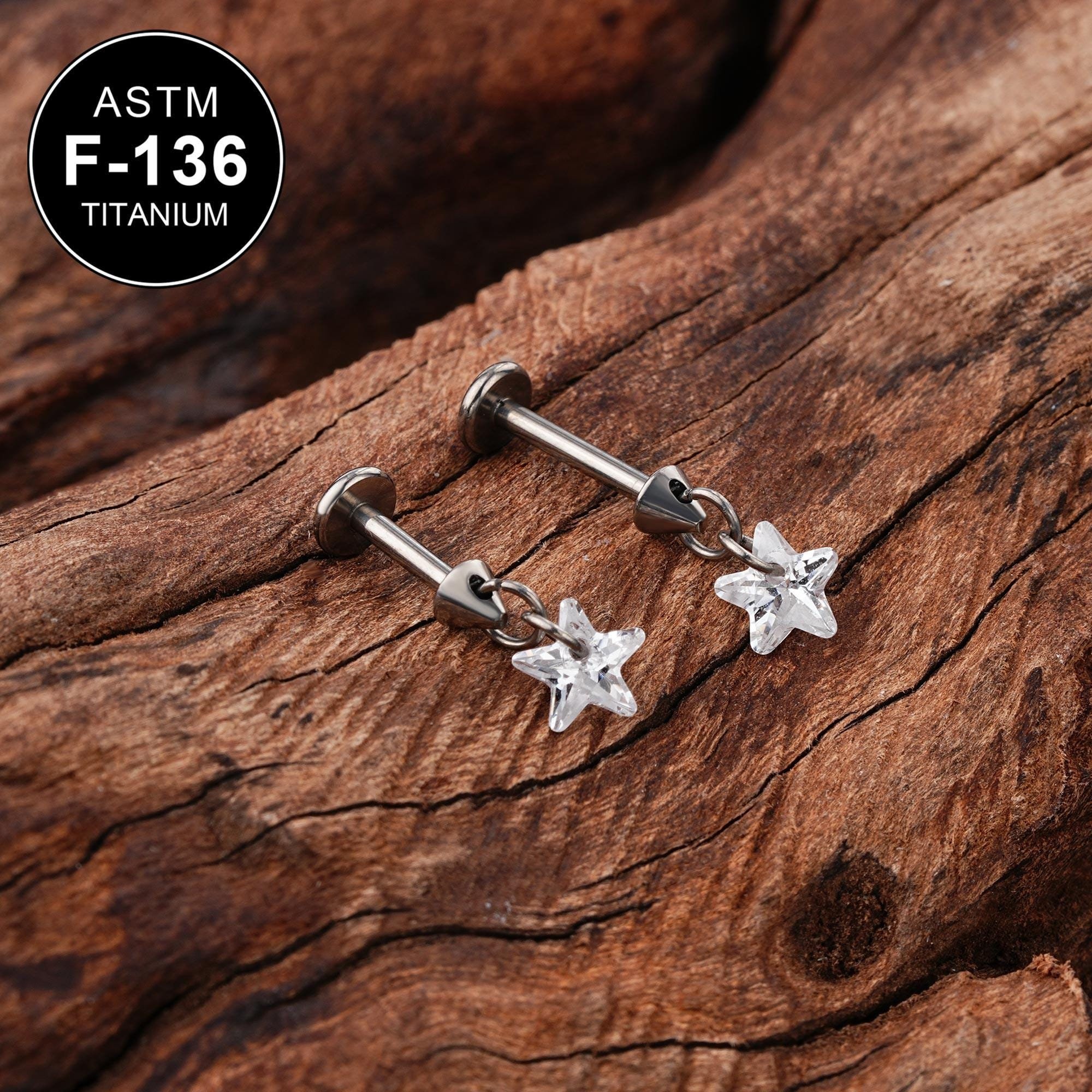 Piercing per cartilagine a stella in titanio 16G senza filettatura con zirconi cubici/piercing per cartilagine/piercing per elica/piercing per trago/o