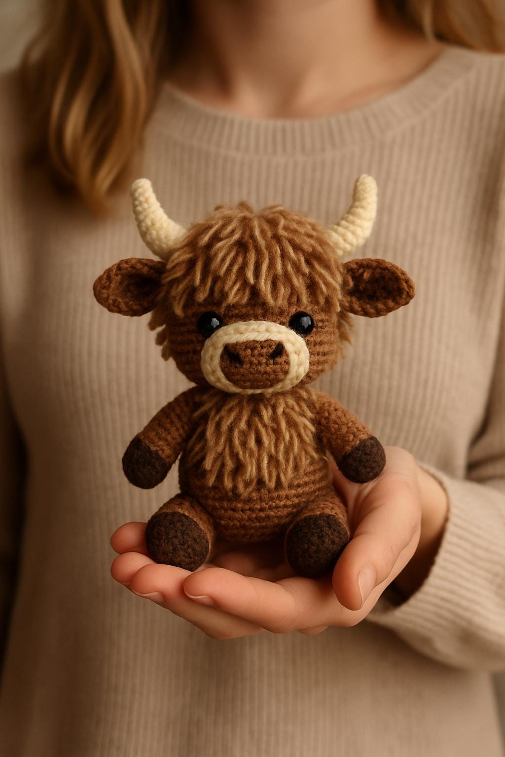 Schema facile per realizzare una mucca scozzese all'uncinetto, ebook PDF di animali amigurumi all'uncinetto, schema per realizzare un giocattolo per b