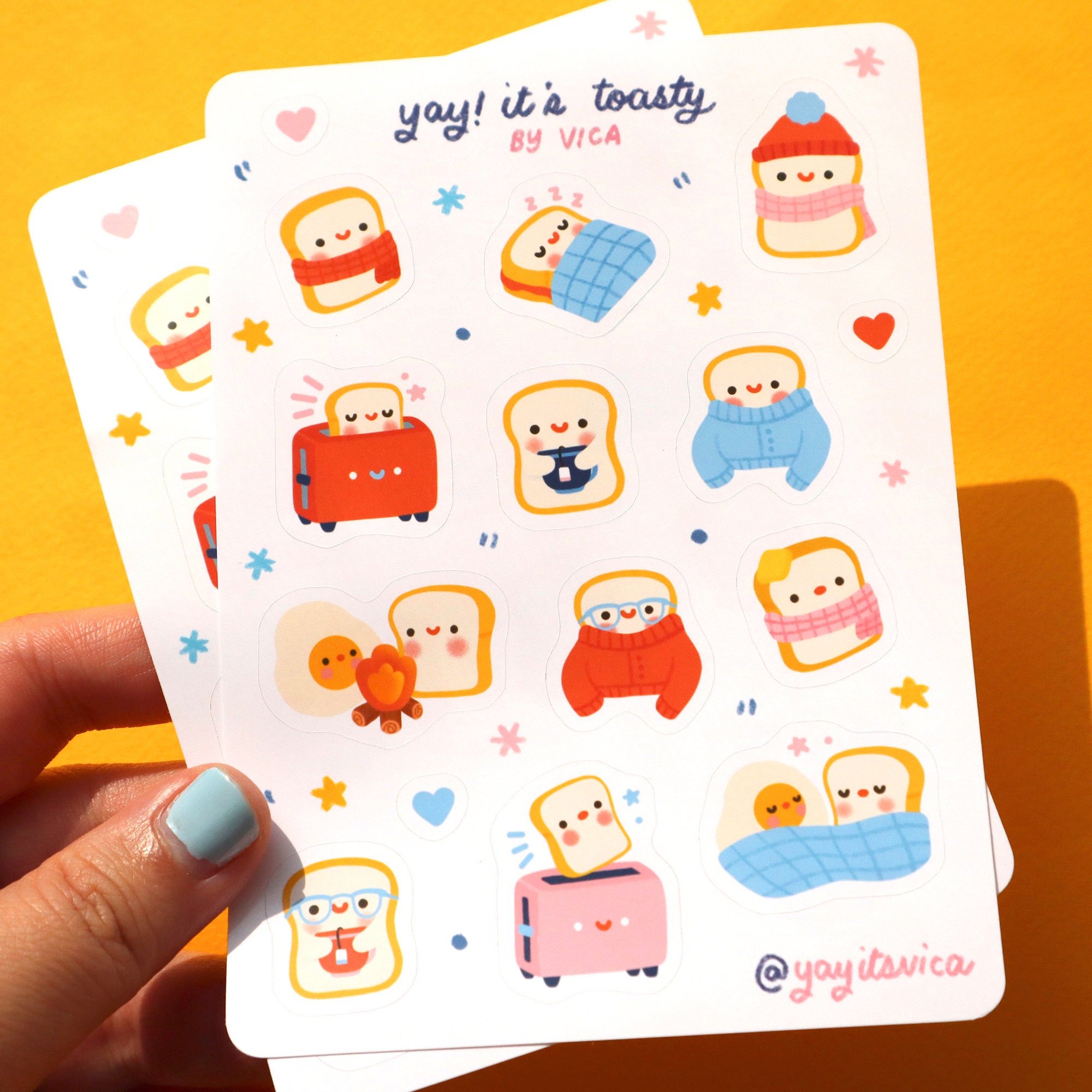Adesivi Cozy Toasty - Adesivi autunnali - Foglio di adesivi carini - Adesivi kawaii - Adesivi per diario - Adesivi per la colazione - Adesivi per il c