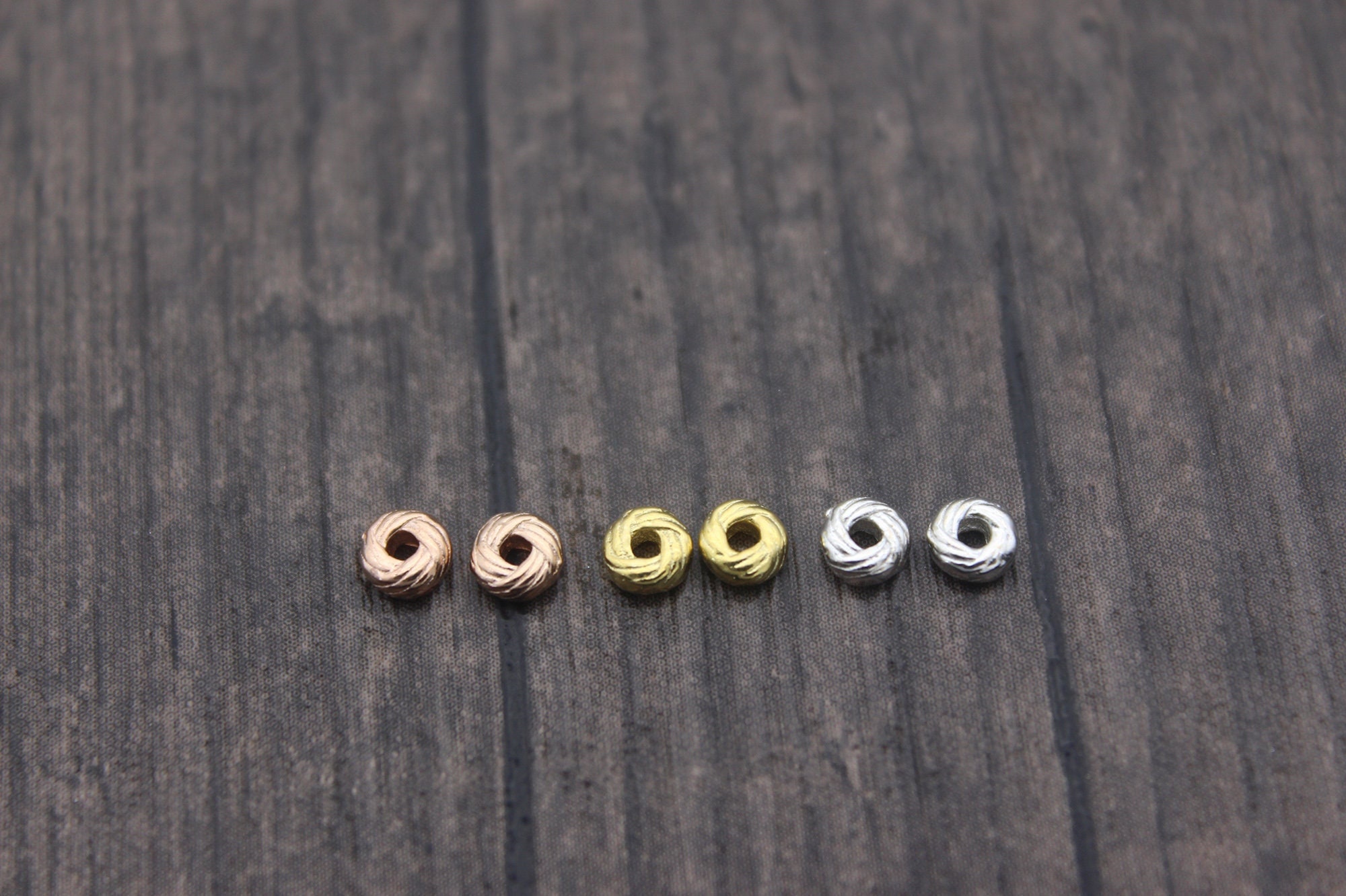 10 perline rondelle in argento sterling, perline distanziatrici placcate in oro rosa da 4 mm, perline distanziatrici rotonde piatte, perline a forma d