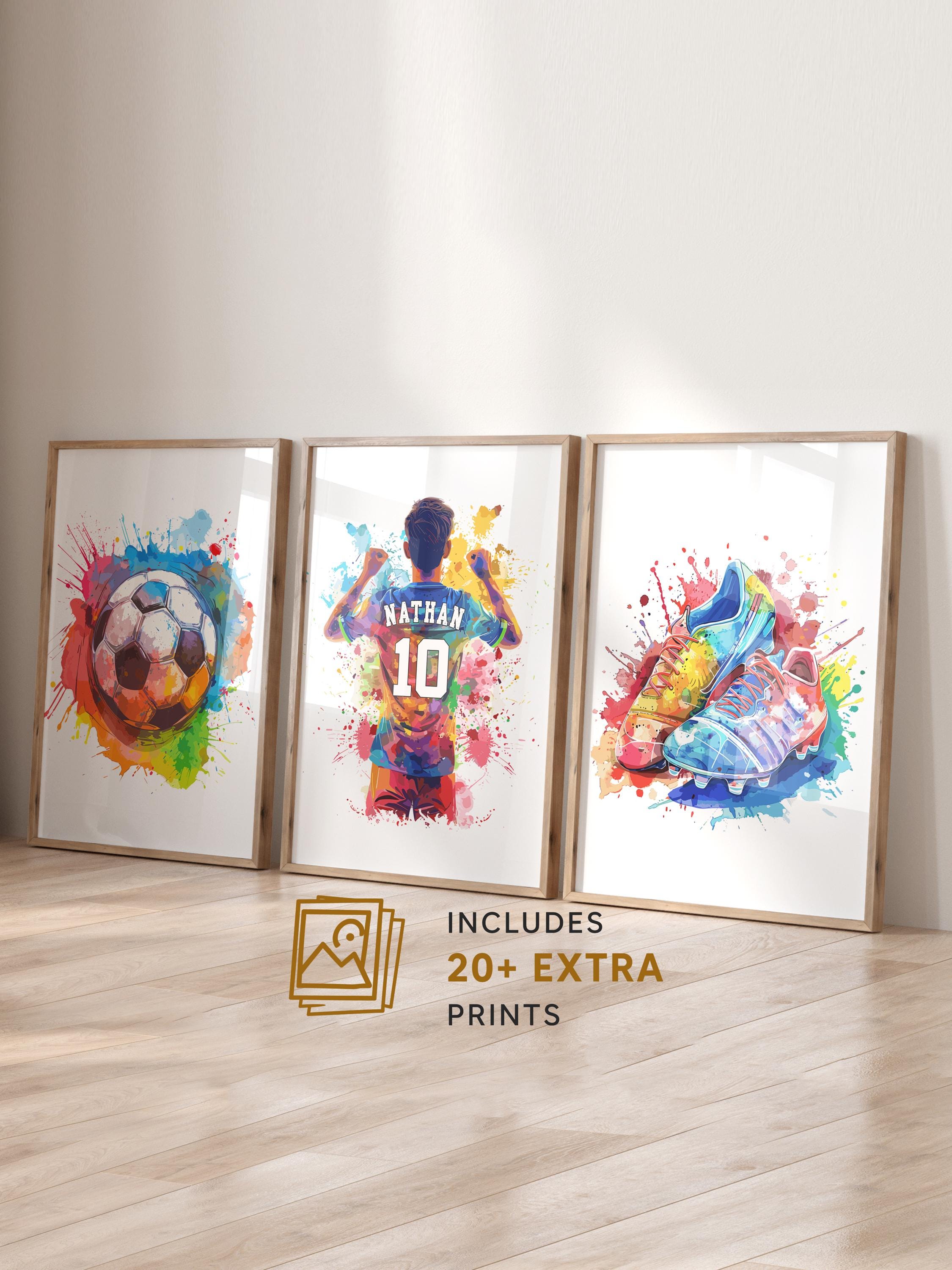 Decorazione murale personalizzata a tema calcio: maglia da calcio personalizzata con nome e numero per la cameretta dei ragazzi - Regali di calcio per