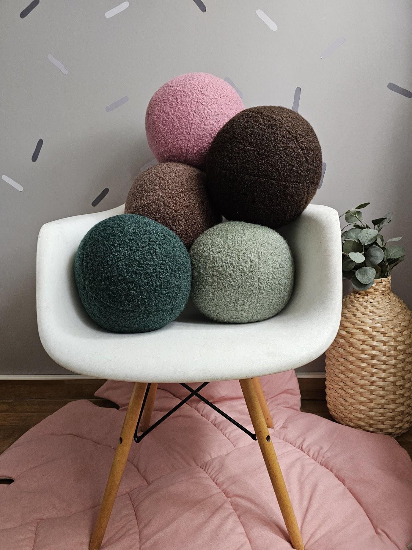 Cuscino decorativo, cuscino rotondo bouclé, regalo per una nuova casa, cuscino da tiro, cuscini a sfera, cuscini per divano o sofà, arredamento per la