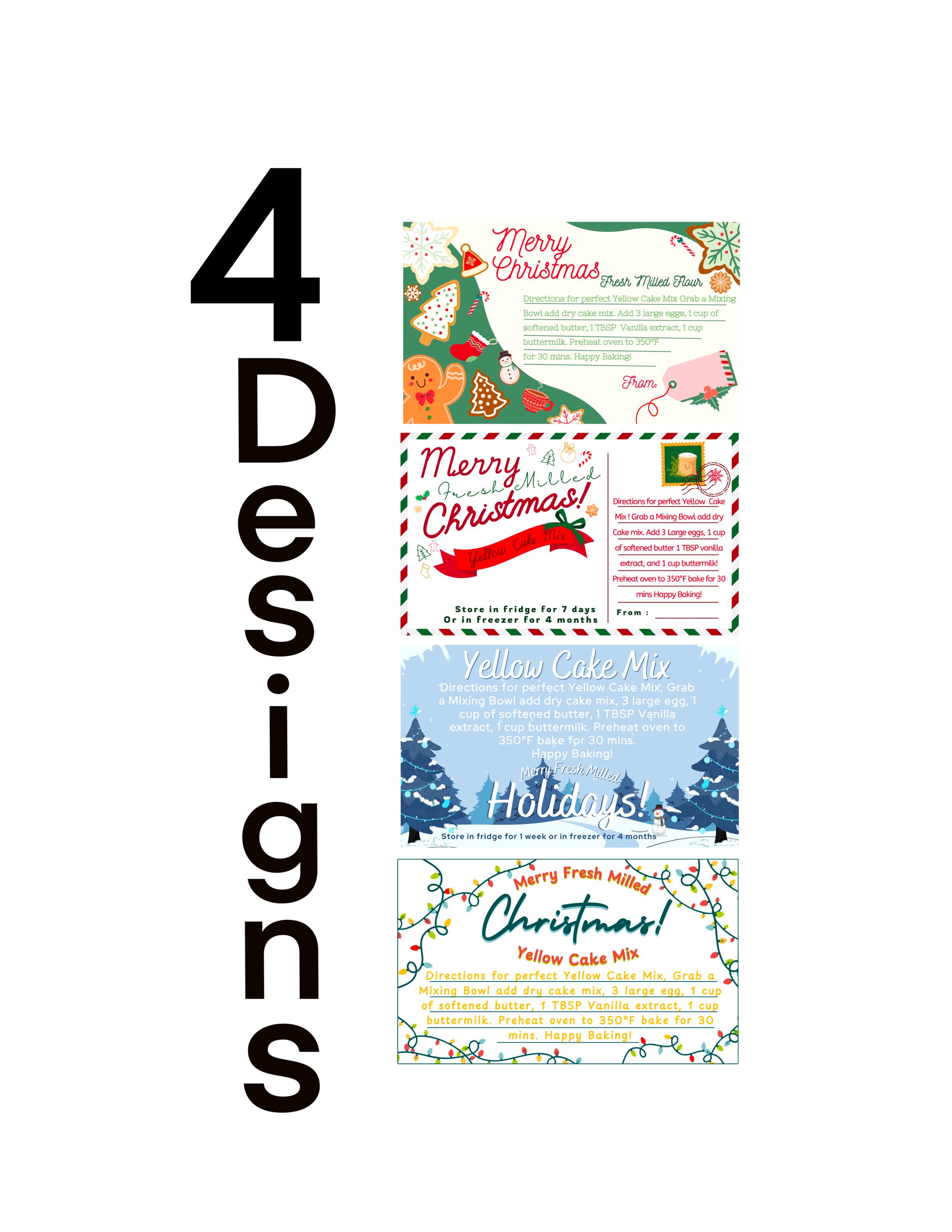 "Schede di ricette natalizie, preparato per torta \"Grains In Small Places\", set regalo per le feste, farina macinata fresca, lettere scritte a mano, gr"