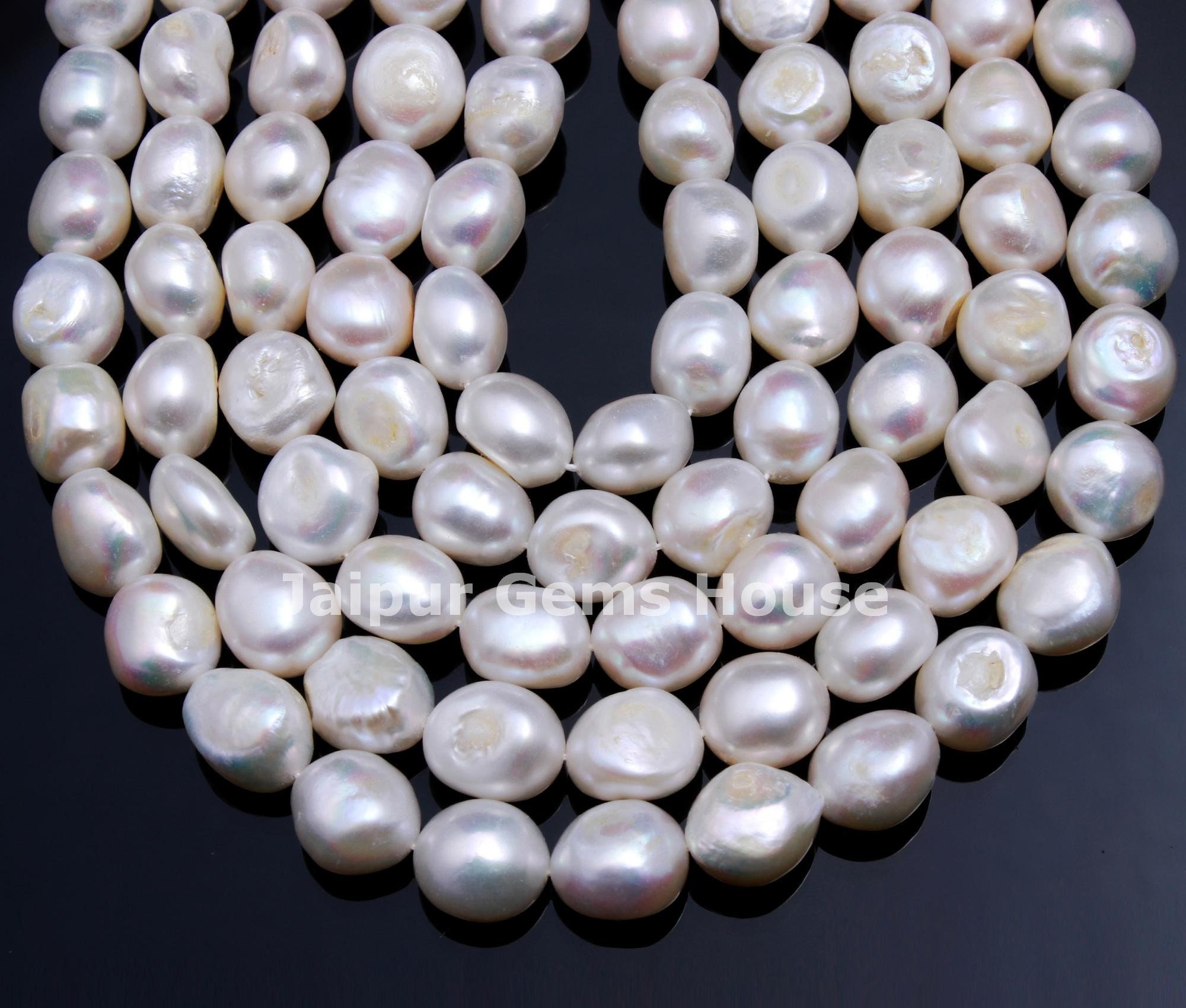 Perle Ovali/Riso Bianche Naturali d'Acqua Dolce, Perle di Riso Bianco Naturale, Perle d'Acqua Dolce Alte Lustre 10 mm - 11 mm per la realizzazione di