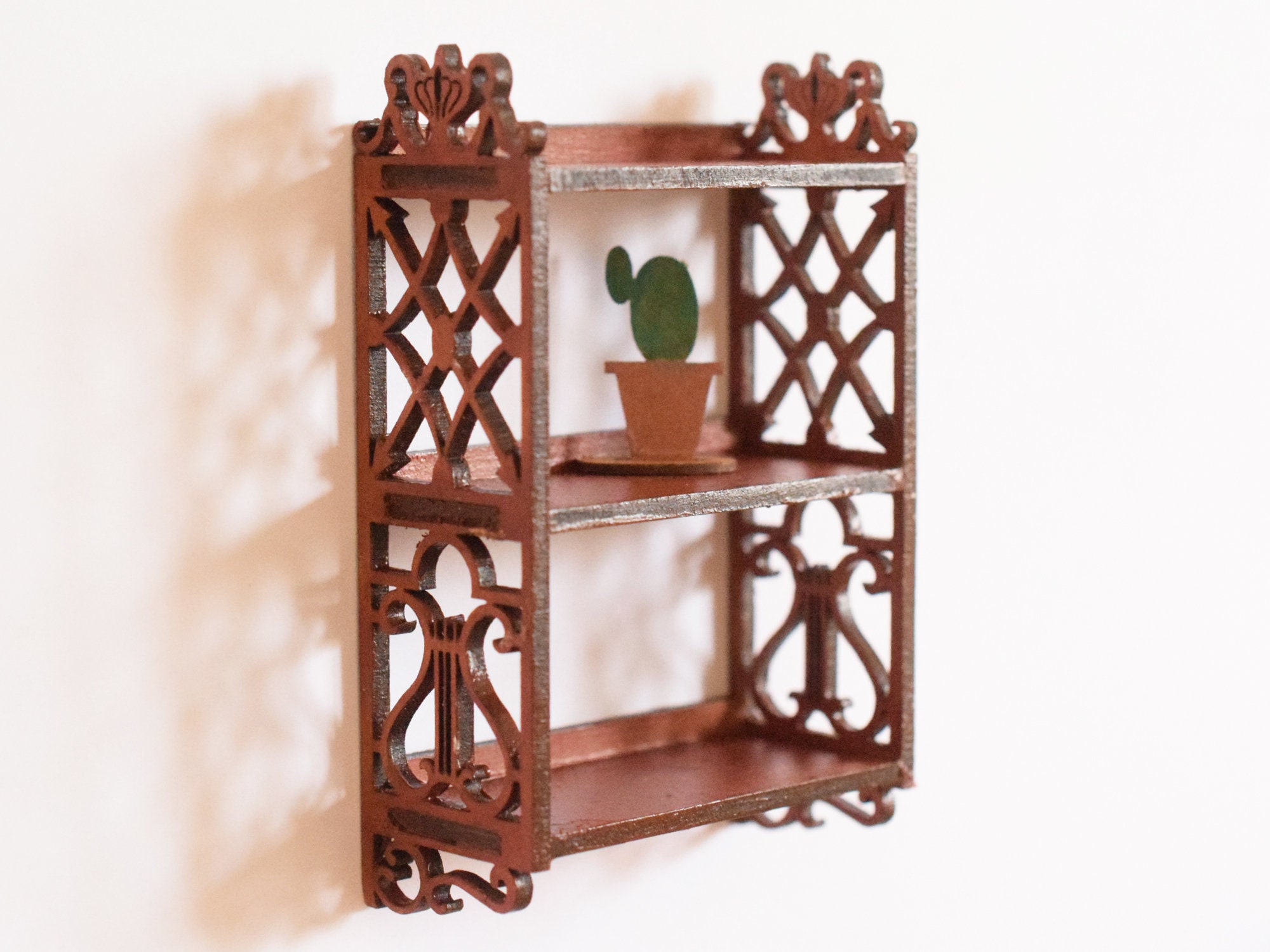Kit fai da te per mensola da parete vittoriana, miniatura per casa delle bambole in scala 1:12, libreria decorativa per casa delle bambole