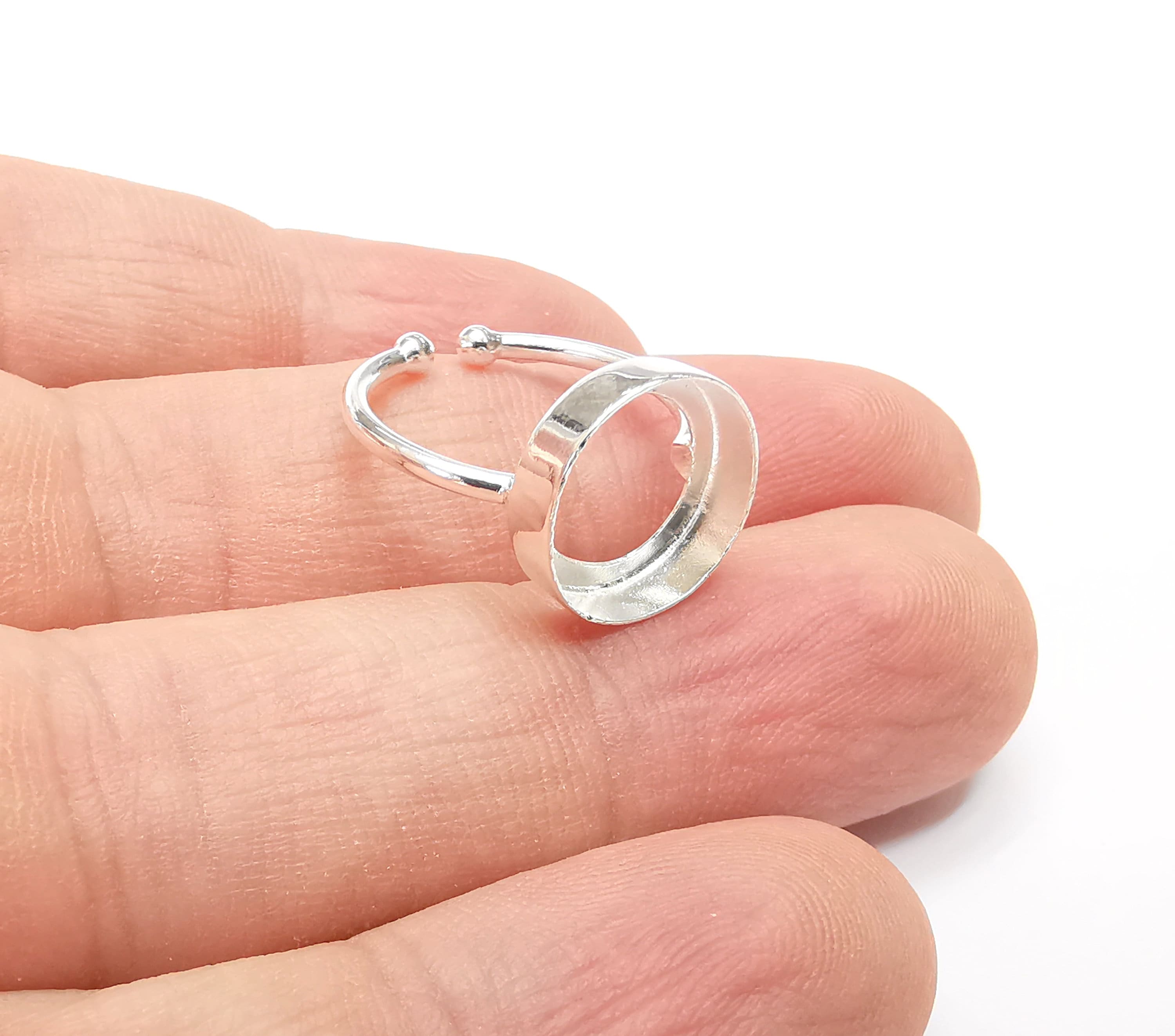 Anello in argento Sterling con castone vuoto, anello in argento 925, anello cabochon vuoto, montaggio anello, base anello regolabile (12 mm tondo) G30