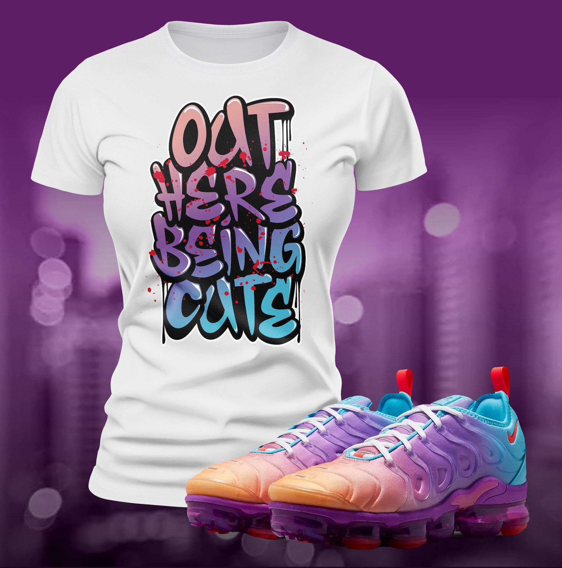 Being Cute Air Vapormax Sneaker T-shirt Match T-shirt Summer Unisex Jersey T-shirt a maniche corte