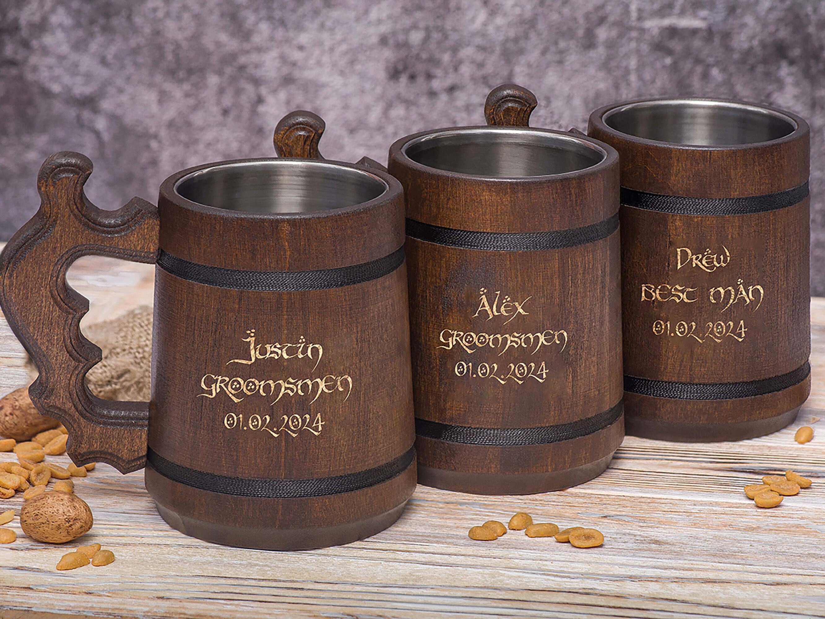 Set di 5 tazze per testimoni dello sposo, regali per testimoni dello sposo, tazze da matrimonio vichinghe, boccale da birra per testimoni dello sposo,