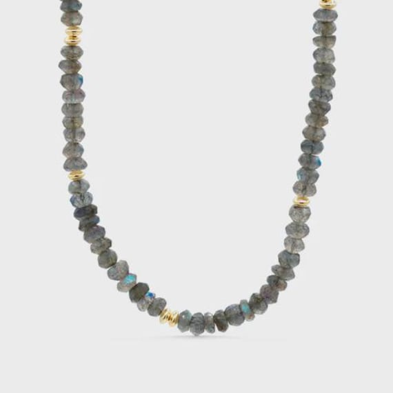 Collana di labradorite [ENLP1138] collana di perline di labradorite, labradorite genuina, collana di labradorite in oro massiccio, labradorite