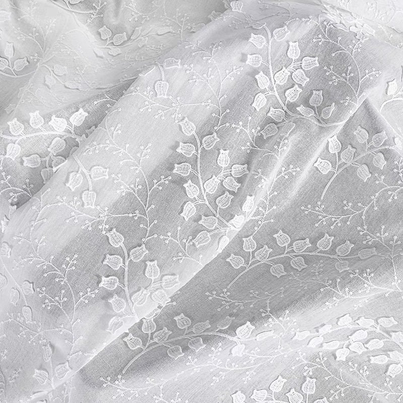 Tessuto di cotone a fiori, tessuto ricamato, tessuto bianco, tessuto per abiti estivi, tessuto floreale, tessuto di cotone, tessuto per abiti, tessuto