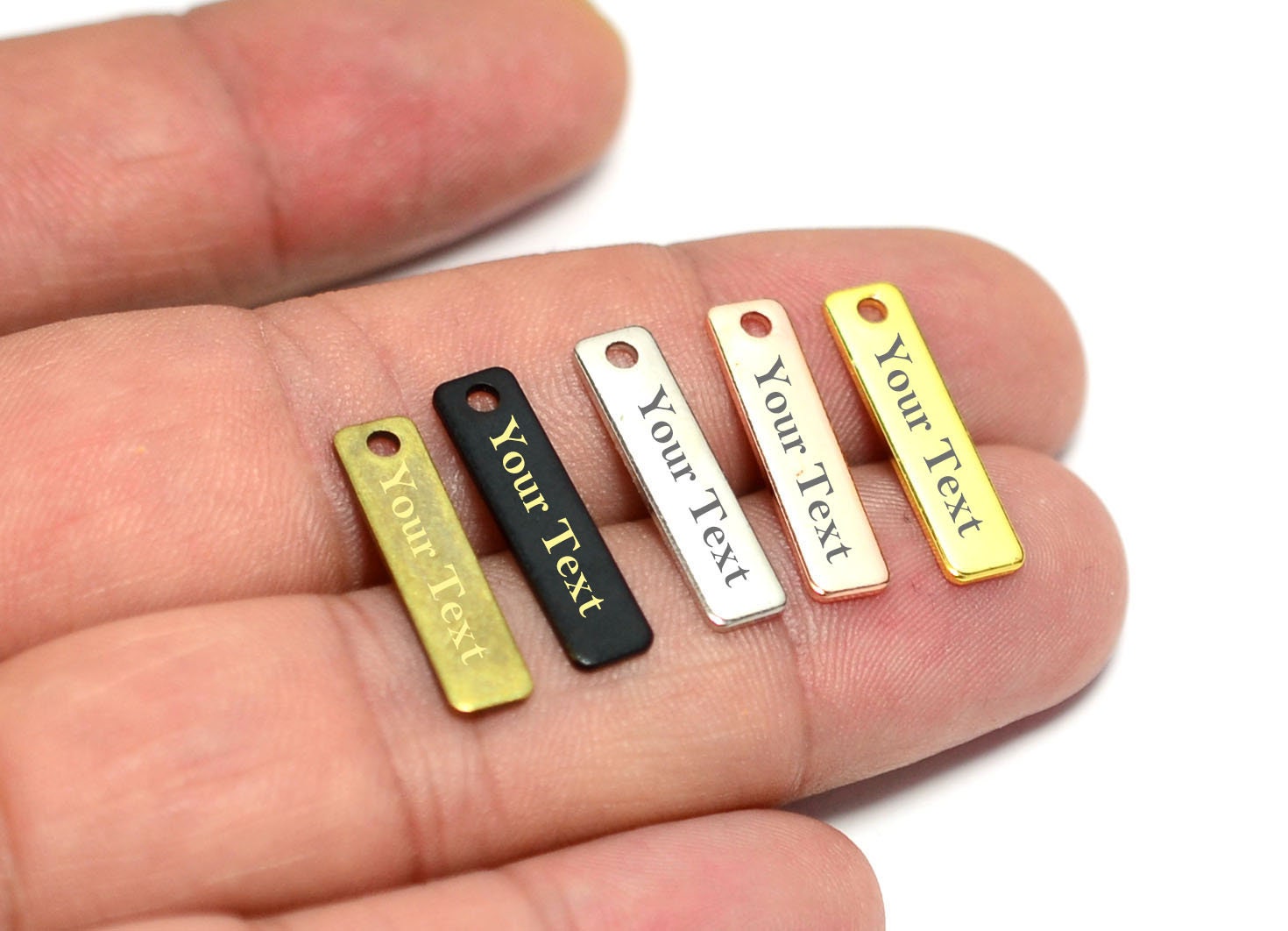 Tag logo personalizzati, tag inciso logo, tag collana personalizzato, 0,8x5x20 mm, etichetta gioielli, risultati