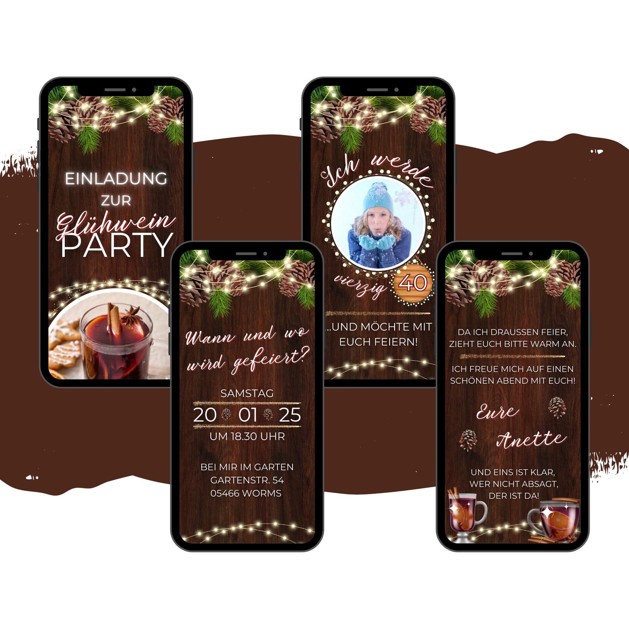 eCARD Invito alla festa del vin brulé | Biglietto d'invito digitale per WhatsApp per celebrare il vin brulé | Biglietto d'invito animato personalizzat