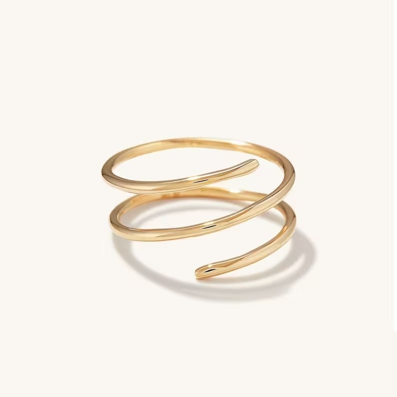 Anello a spirale, anello a spirale riempito d'oro, argento sterling 925, anello a spirale spessa, anello a spirale, anello avvolgente in argento, anel