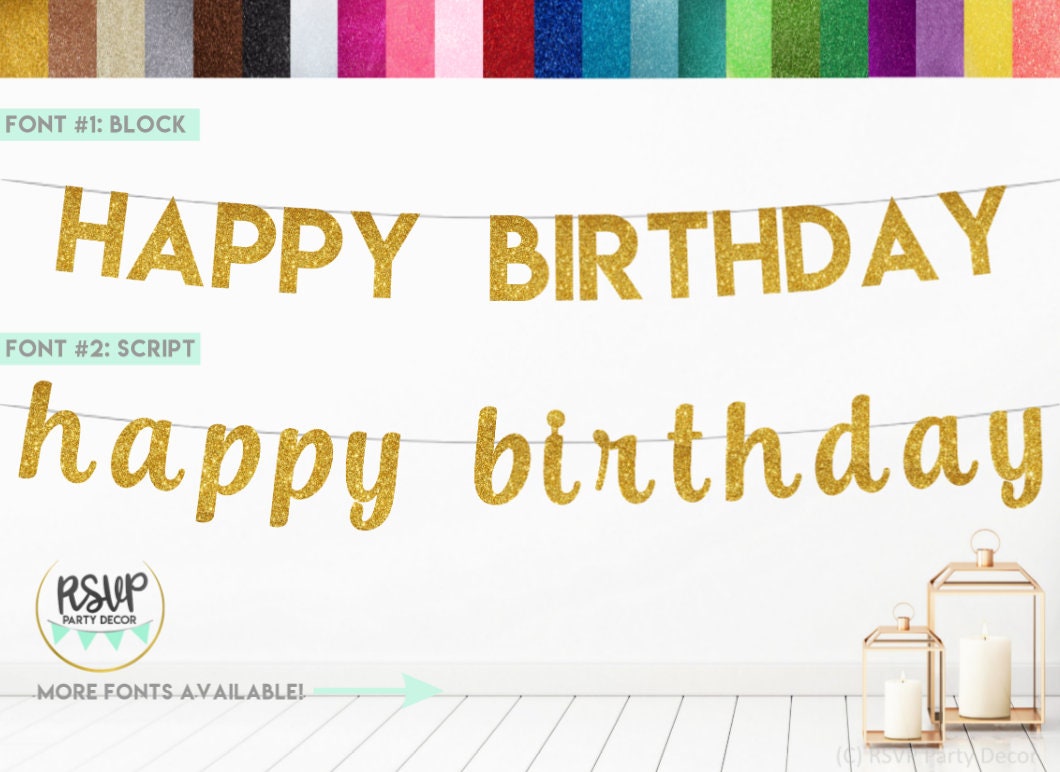 Banner di buon compleanno, Glitter Segno di buon compleanno, Bunting di compleanno, Decorazioni di compleanno, Banner di compleanno personalizzato, De