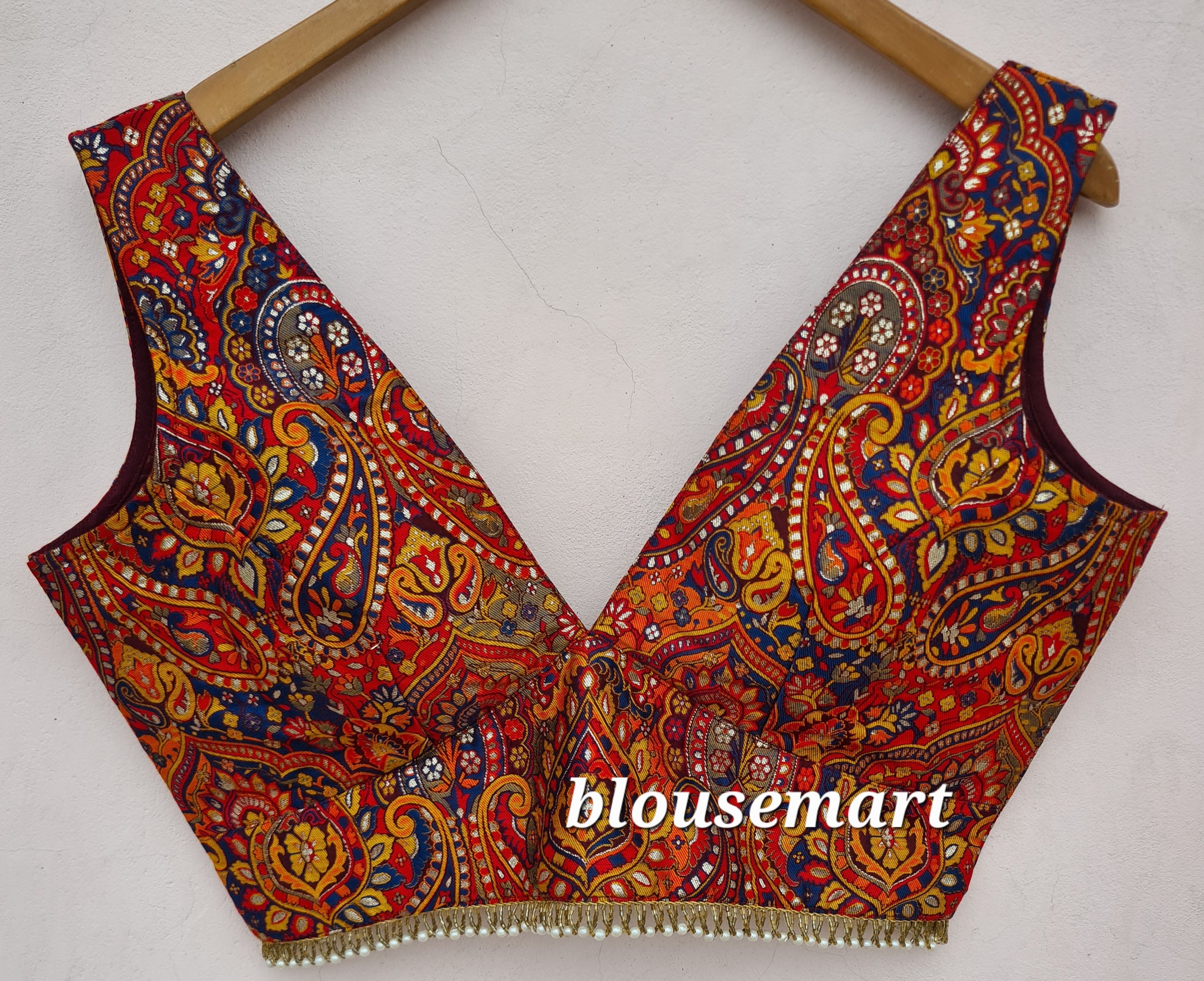 Camicetta in broccato con scollo a V, camicetta senza maniche, camicetta di design indiano, camicetta per sari, camicetta da sposa, crop top, camicett