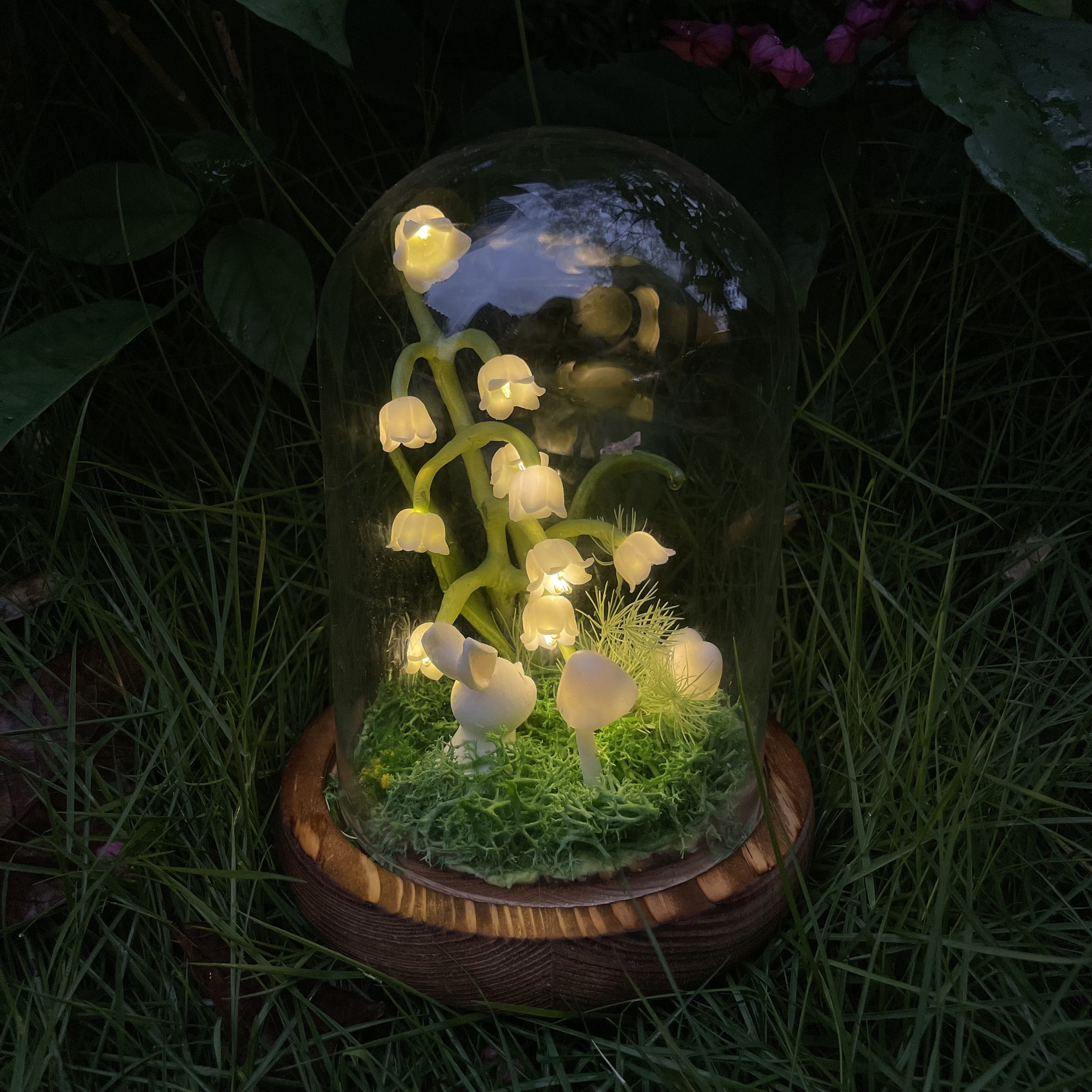 Luce notturna a forma di mughetto, lampada a fungo fatta a mano, luci a forma di coniglio, decorazioni fatate, luce notturna a forma di foresta, regal