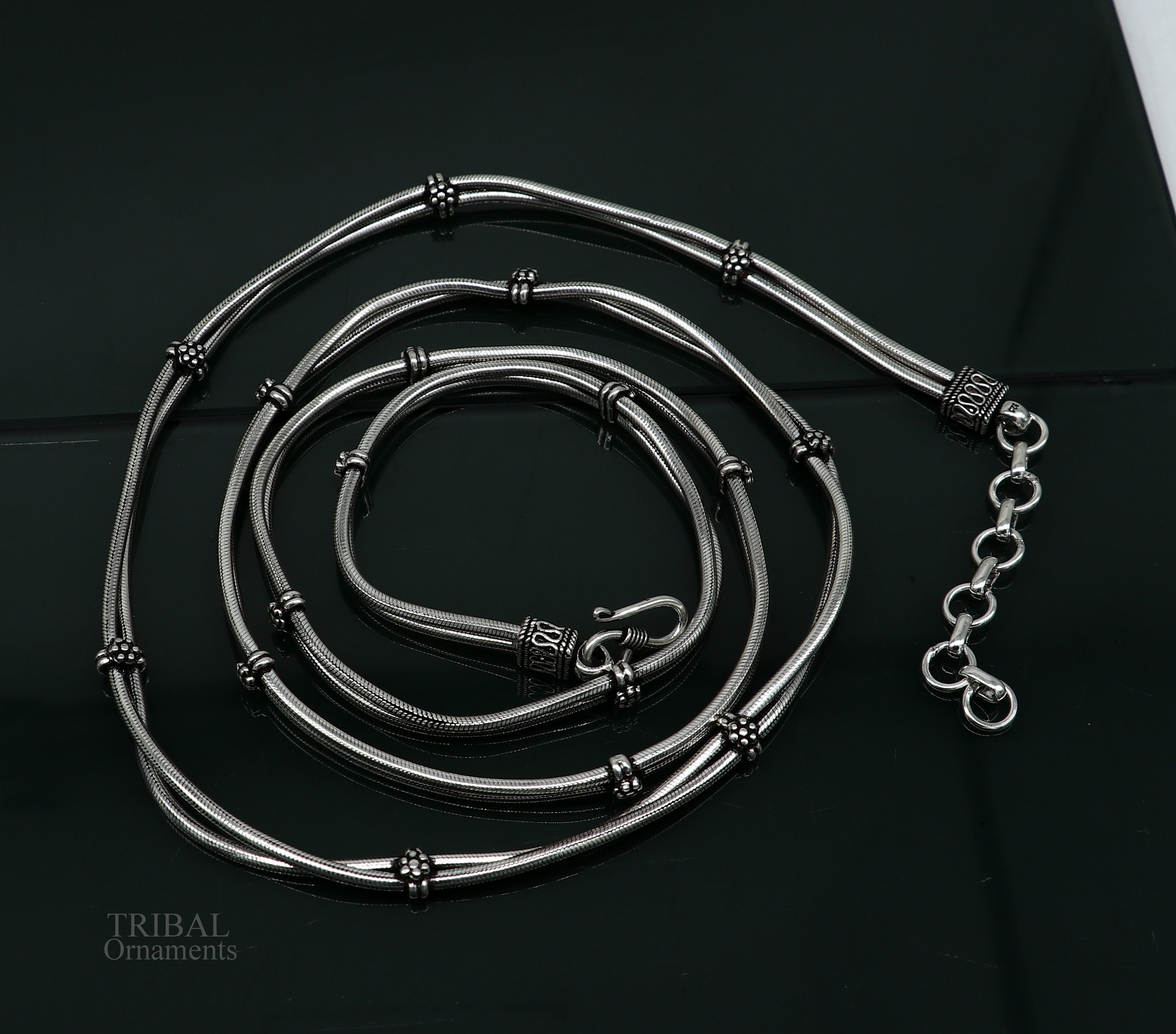Tutte le dimensioni in argento sterling 925 regolabile a mano a doppia linea catena serpente design vintage catena ventre, catena vita, catena Sari pa