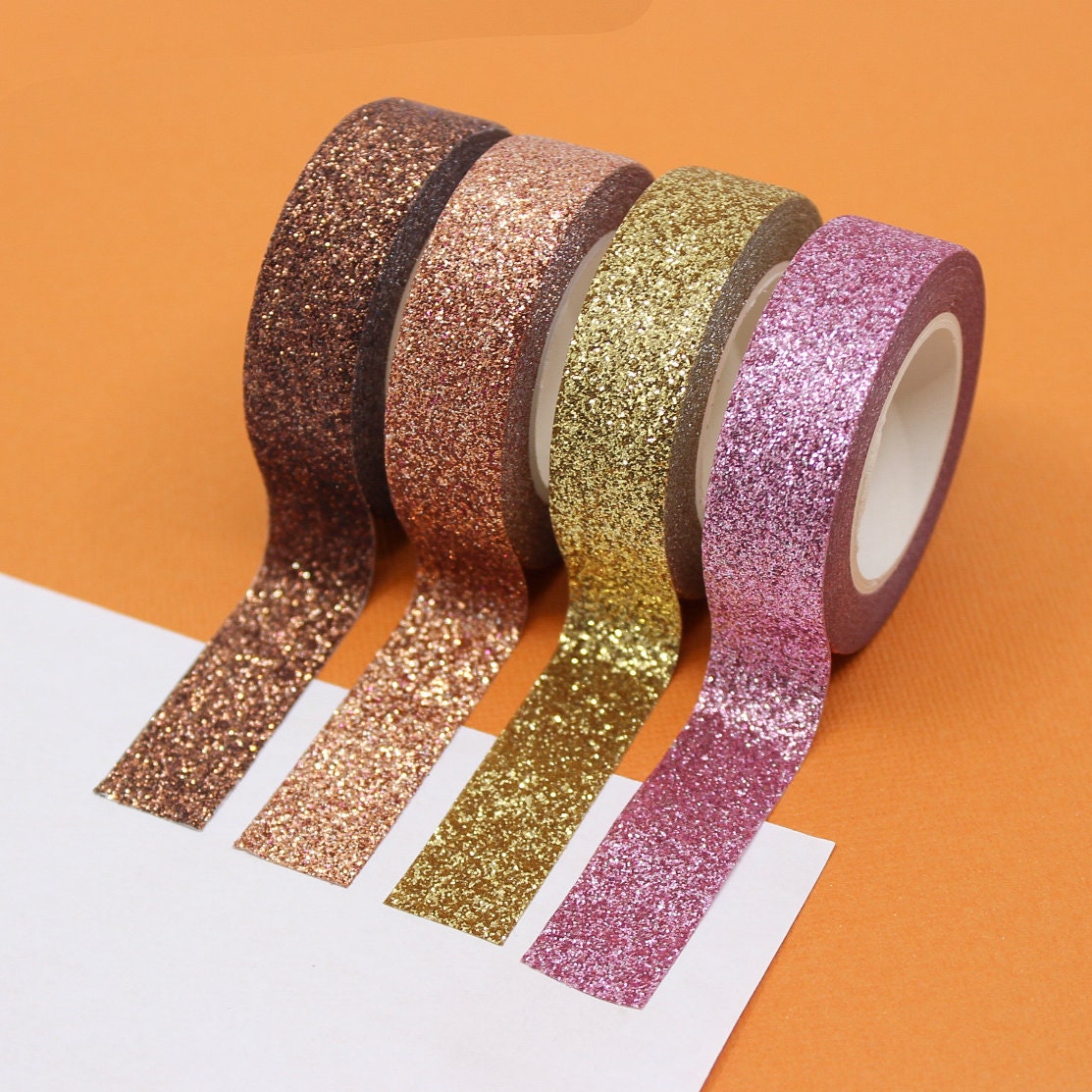 Nastro Washi glitter colori autunnali, scelta di glitter marrone, glitter oro, glitter arancione, nastri glitter rosa cipria / Forniture BBB / R-AL087