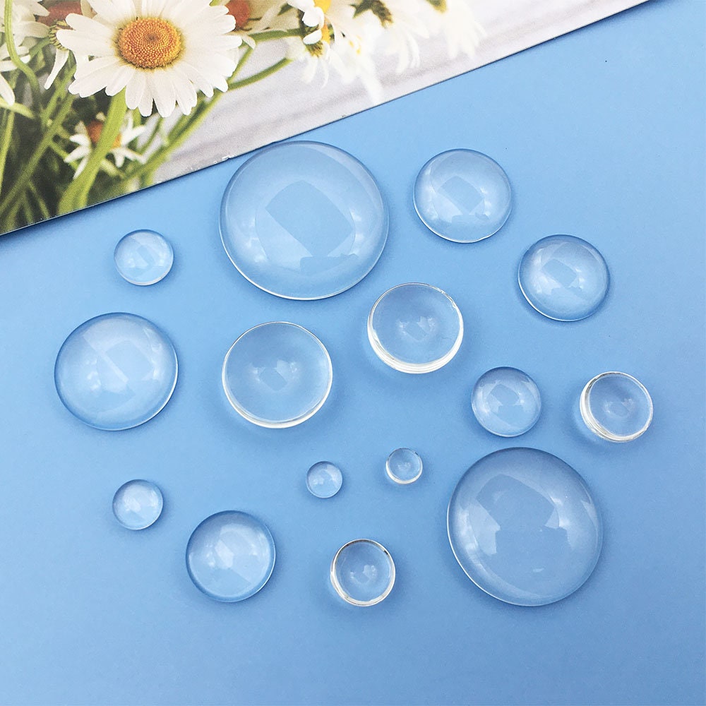 5/10/20/30PCS Vetro rotondo Vetro di cristallo Flat Back Low Round Cabochon Cabs Vetro trasparente Cabochon a cupola di vetro ingrandito vetro sigilla