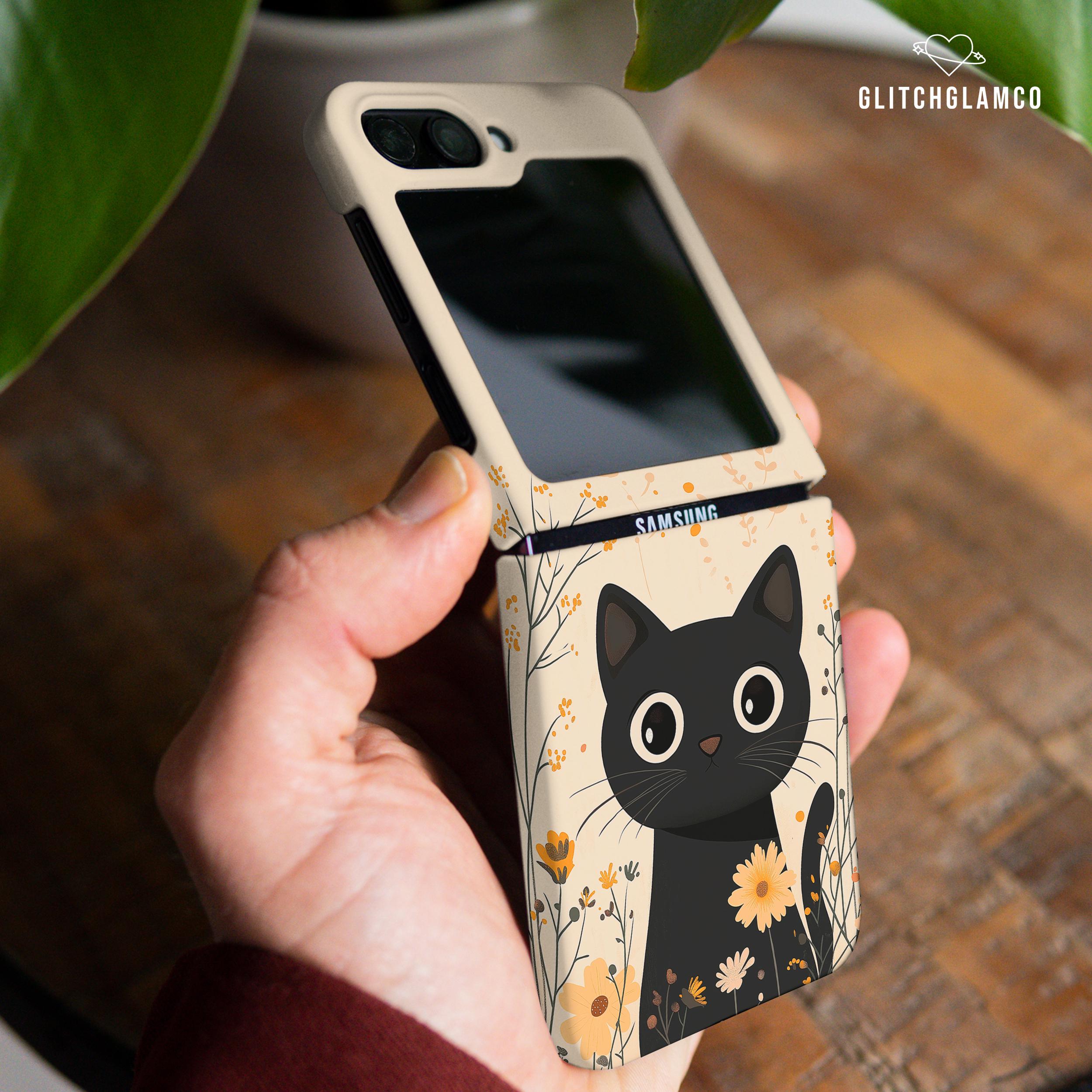 Custodia a forma di gatto nero per Samsung Z Fold 6, Galaxy Z Flip 6, Z Flip 7, 5, 5G, Z Fold 4, TPU, Moto Razr Plus, Google Pixel 9 Pro Fold gl024