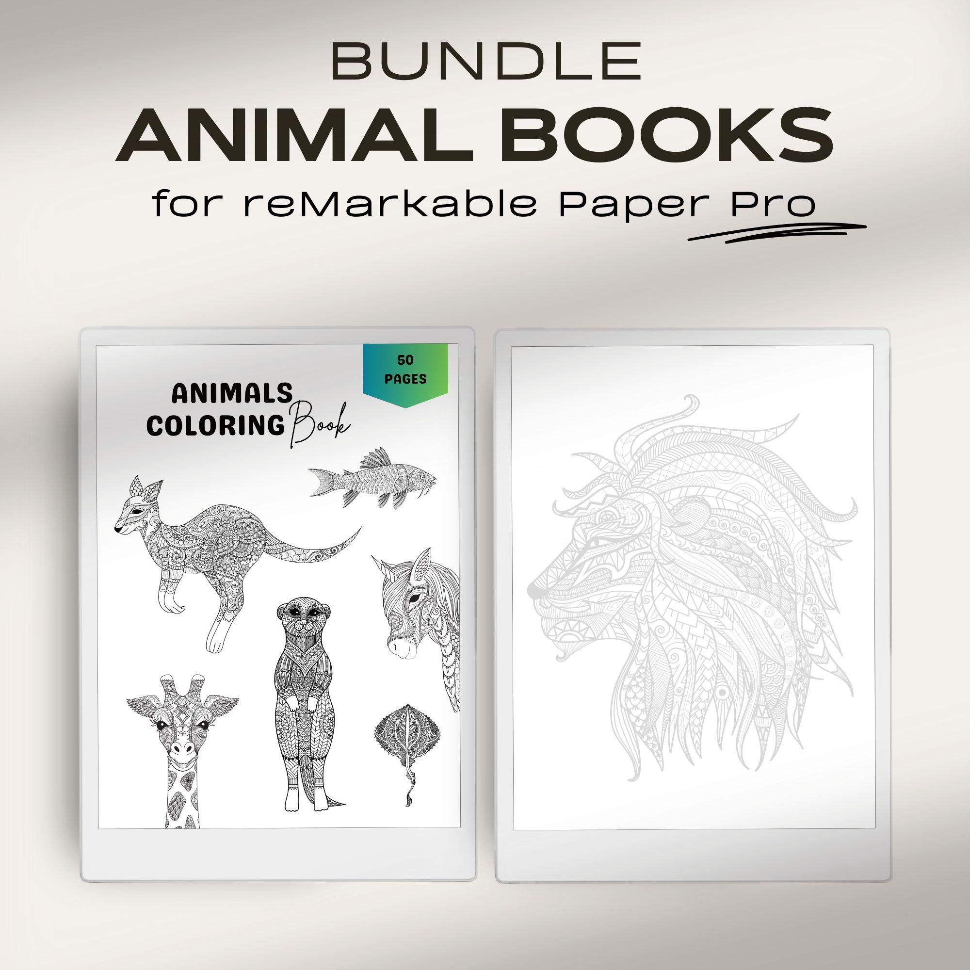 Pacchetto di libri sugli animali per reMarkable Paper Pro / Pagine da colorare / da ricalco per adulti / Modelli antistress / reMarkable Pro Mindfulne