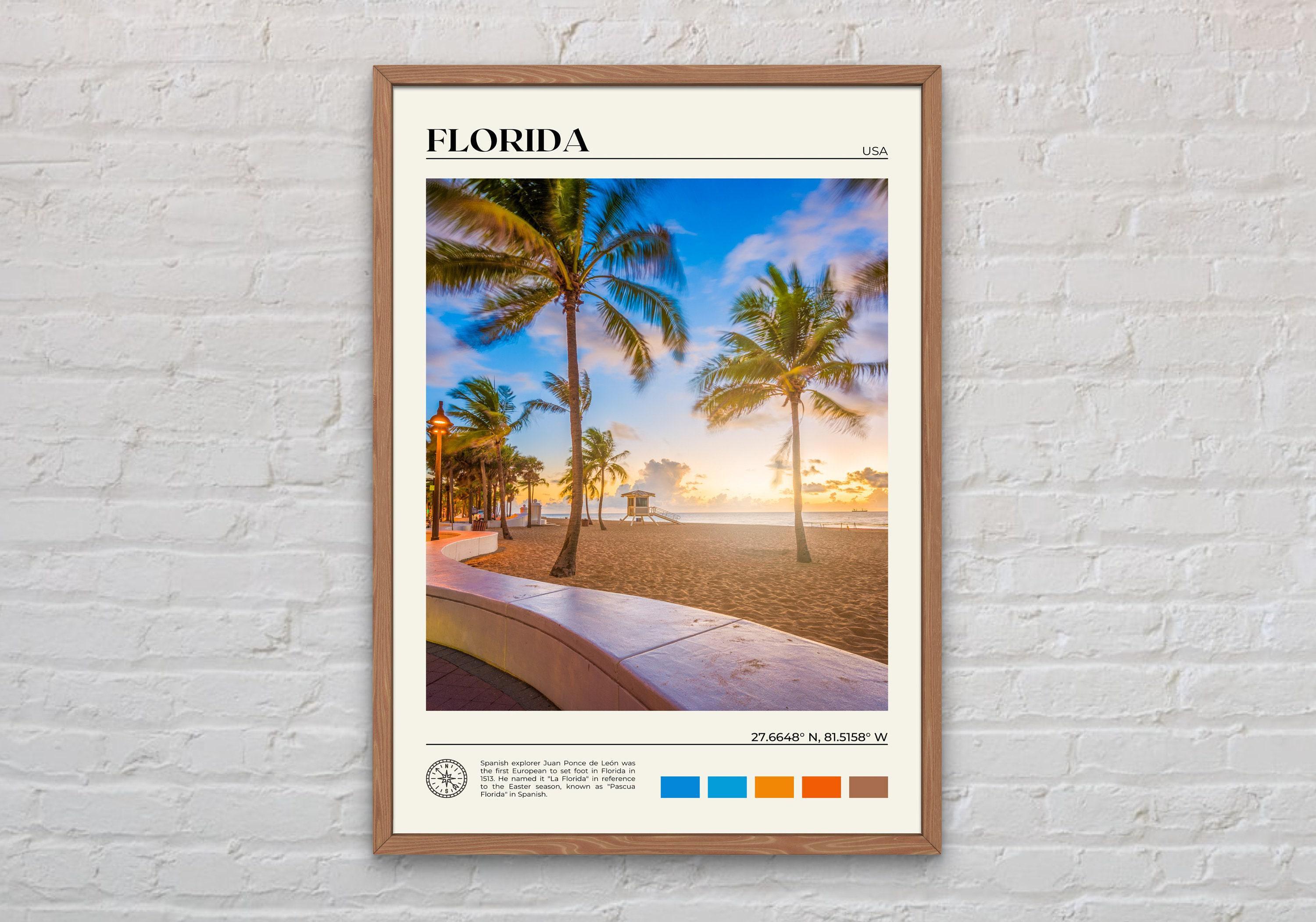 Foto reale, stampa della Florida, arte murale della Florida, poster della Florida, foto della Florida, stampa di poster della Florida, decorazione mur