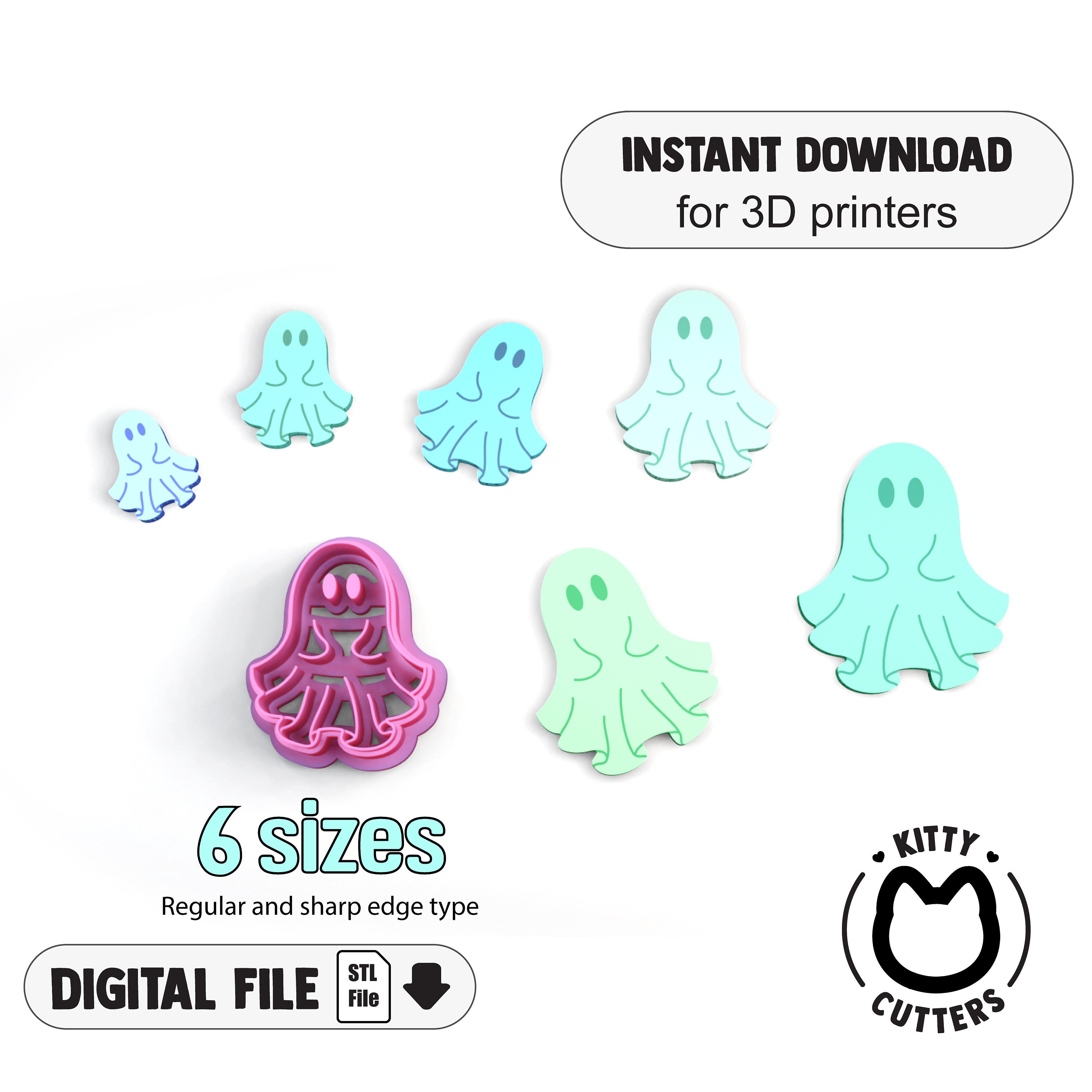 Ghost Polymer Clay Cutter Stl File | Ghost Clay Cutters STL | Spooky Polymer Clay Cutters | 3D Polymer Clay Cutter | Polymer Clay Cutter