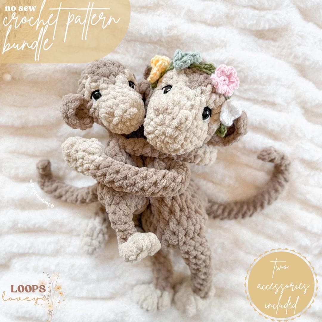Pacchetto di schemi all'uncinetto per scimmiette / schemi all'uncinetto SENZA CUCITO / scimmiette all'uncinetto / amigurumi / schemi all'uncinetto / s