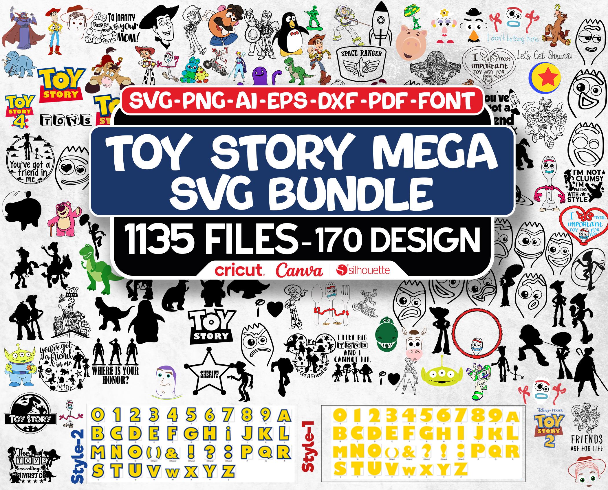 Pacchetto SVG di Toy Story, file SVG di Woody per Cricut, Toy Story Png, Buzz Lightyear SVG, font di Toy Story, Cricut, Silhouette, download immediato
