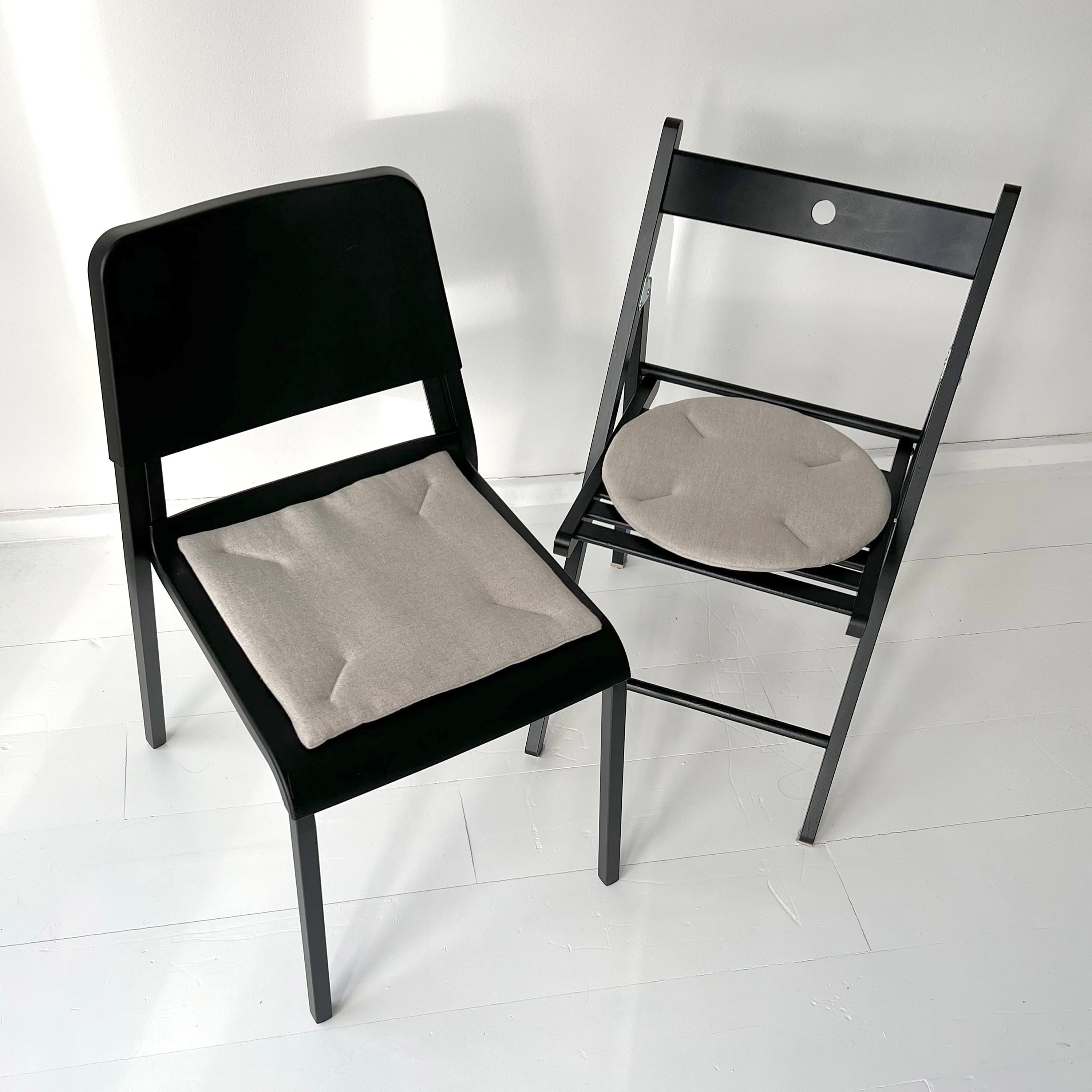 Cuscini per sedie in lino in vari colori, cuscini per sedie in lino, cuscini per sedie trapuntati, set di cuscini per panche in lino personalizzati