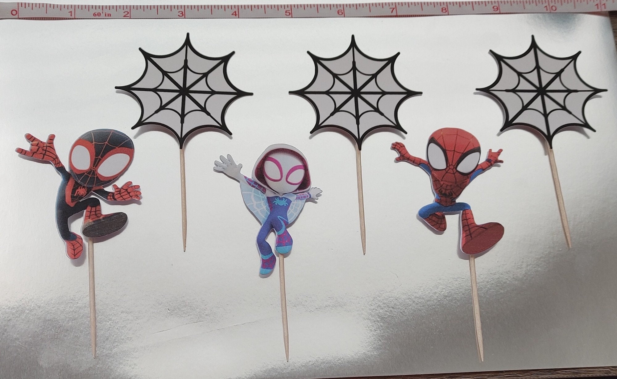 Spidey e i suoi fantastici amici / Peter Parker / Miles Morales / Gwen Stacey / Spider Man / Compleanno per bambini / Festa / Decorazioni per cupcake