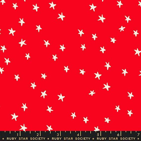 Stellato di Ruby Society Yardage Prezzo a mezzo metro Ladybug RS4109 74 Nuovo Ruby Star Stellato Rosso con Stelle Bianche
