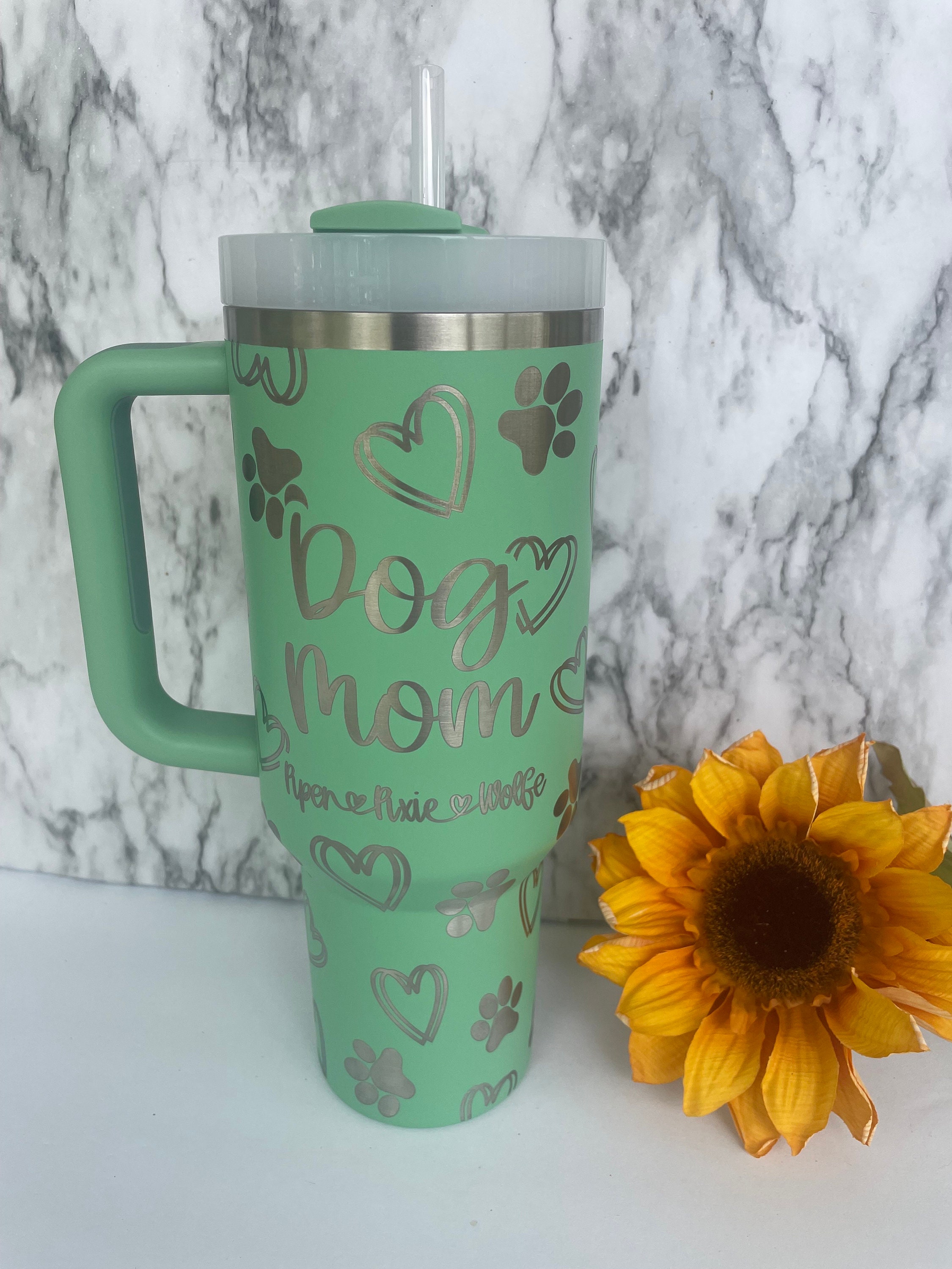 Bicchiere Stanley inciso / Bicchiere inciso da 40 once / Bicchiere Stanley H2.0 Quencher / Bicchiere Dog Mom / Bicchiere Dog Lover / Bicchiere Jade 23