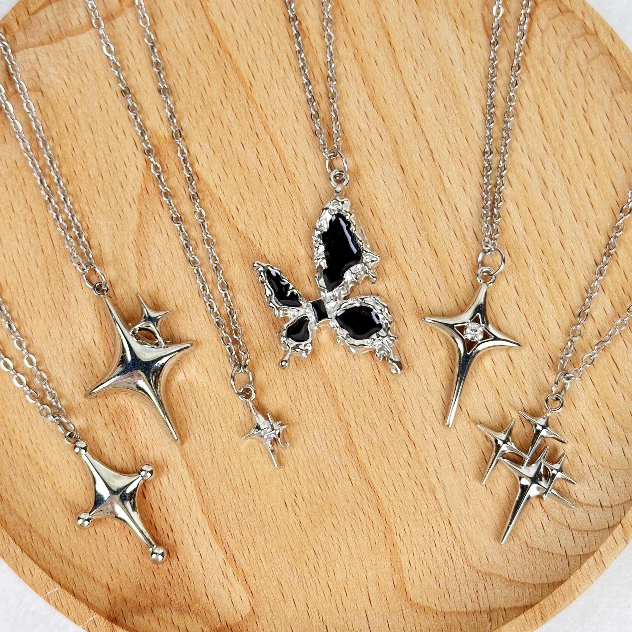 Collana Starlight Y2K, collana Y2K a farfalla, collana Y2K punk, collana Y2K regolabile, collana Y2K, collana con catena in argento massiccio
