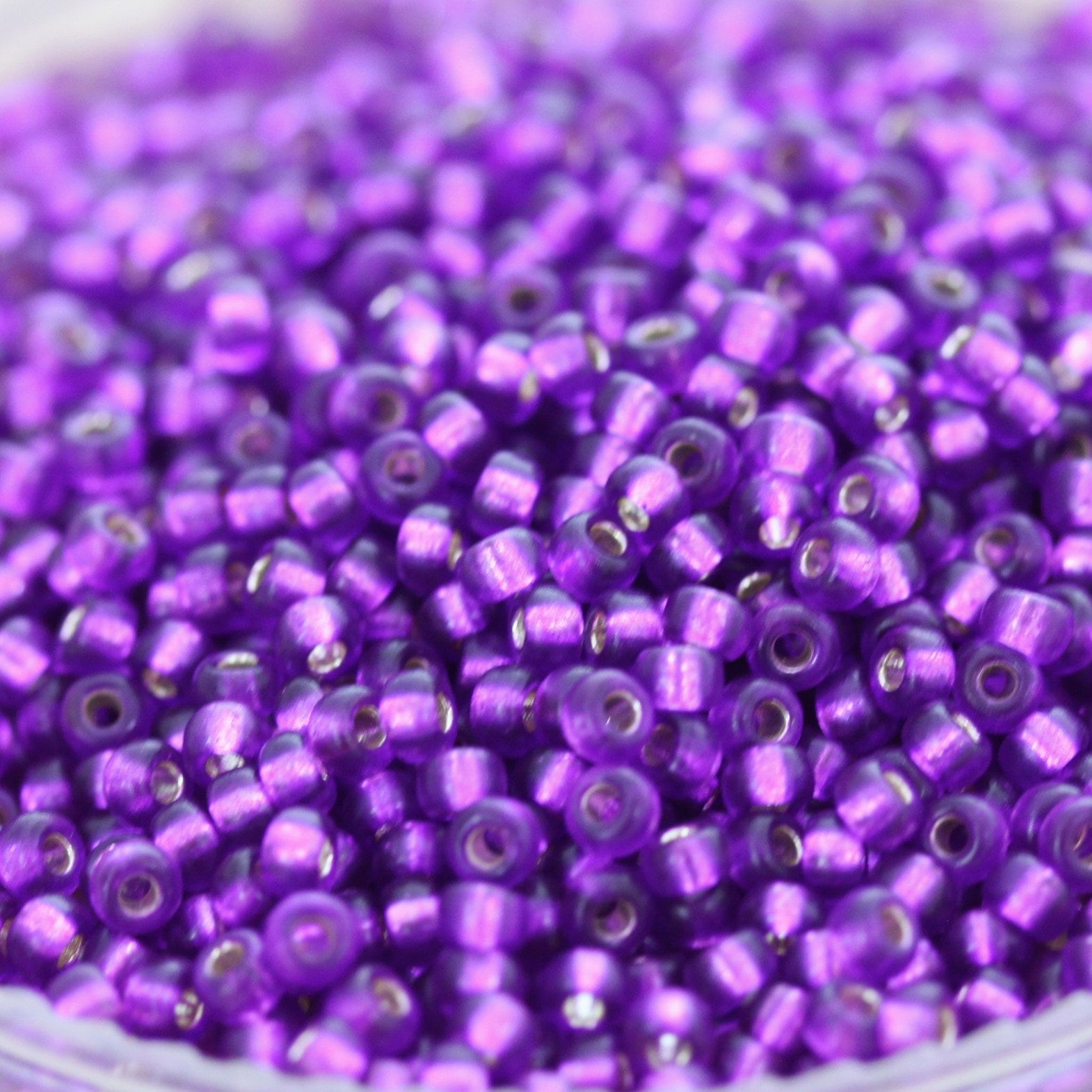 20 g 8/0 Perline Miyuki opache color orchidea/argento tinte - 20 grammi, qualità superiore, effetto satinato, effetto lucciola, Miyuki 4732