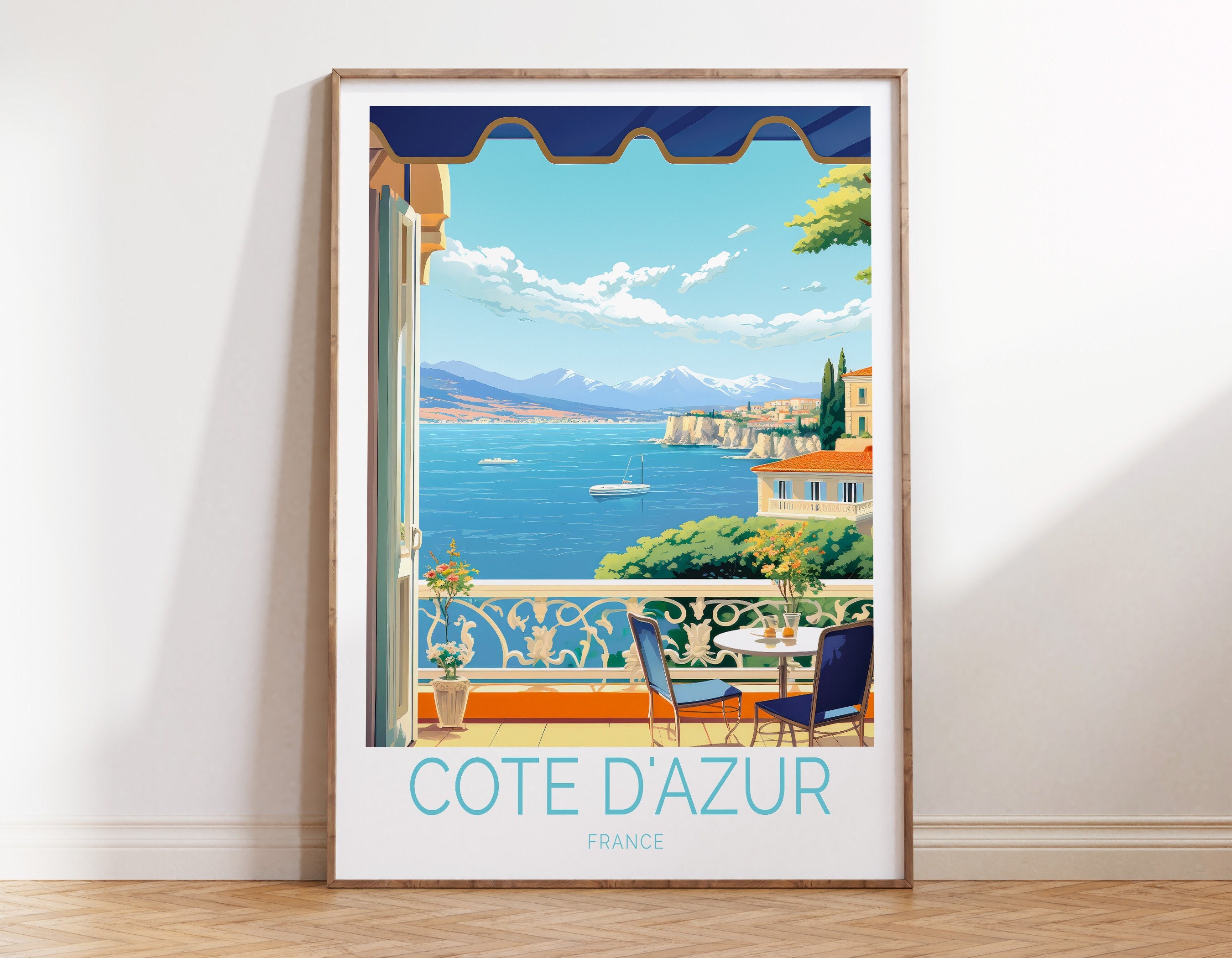 Poster di viaggio della Costa Azzurra Francia Costa Azzurra, Arte della parete di viaggio della Costa Azzurra Francia, Regalo di viaggio della Costa d