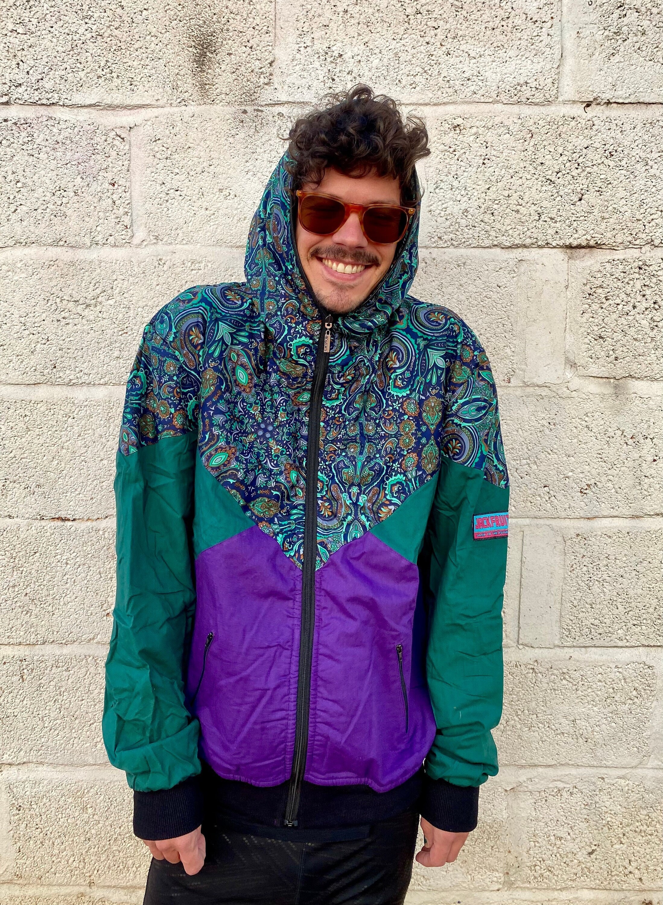 Felpa con cappuccio reversibile in velluto deluxe JACKFRUIT - Velluto viola - Unisex - Giacca da festival in velluto Fresh Prince Retro Street anni '8