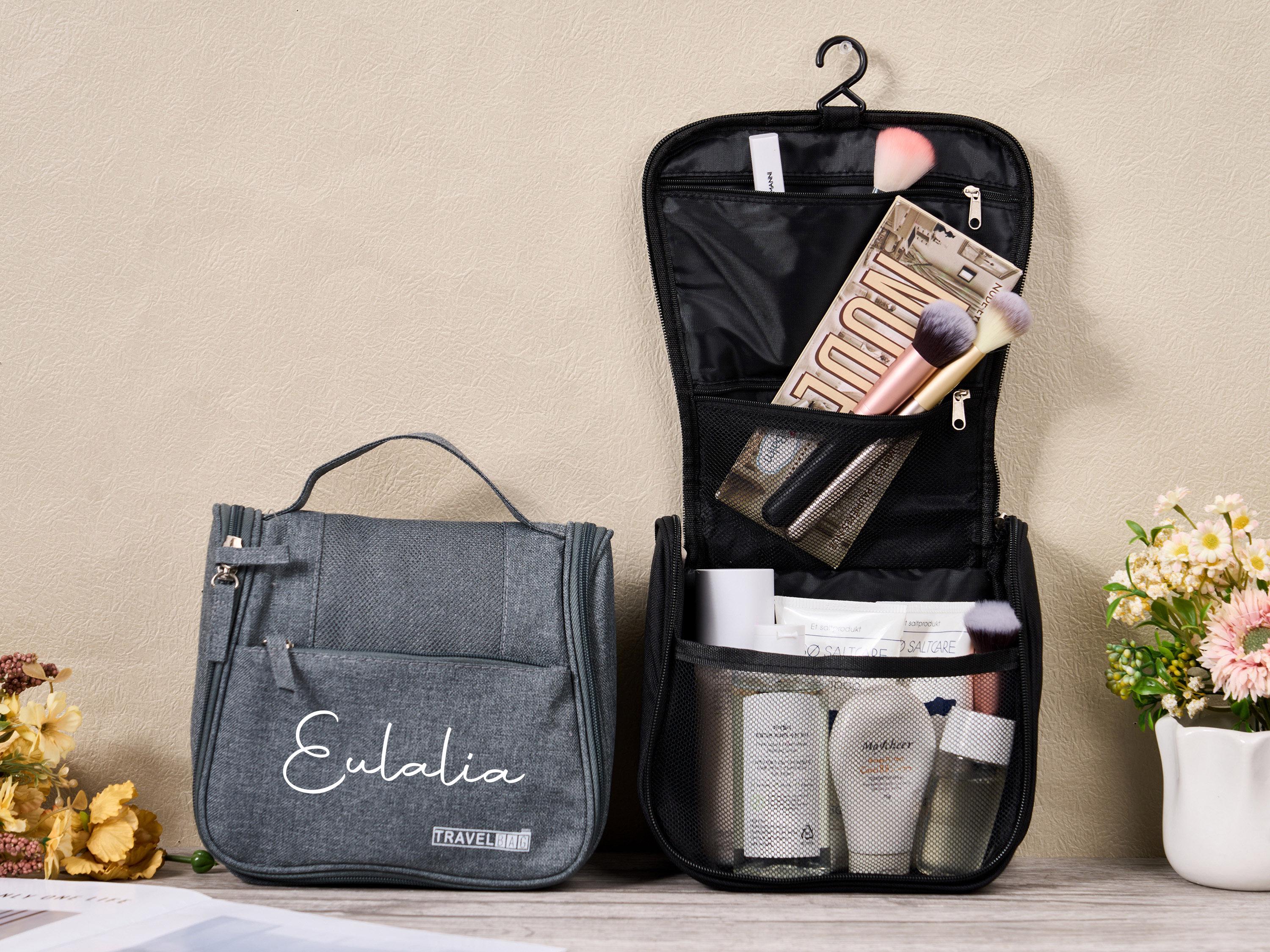 Borsa da viaggio personalizzata, organizer per trucchi, beauty case personalizzato e appendibile, beauty case multifunzione, organizer per cosmetici,