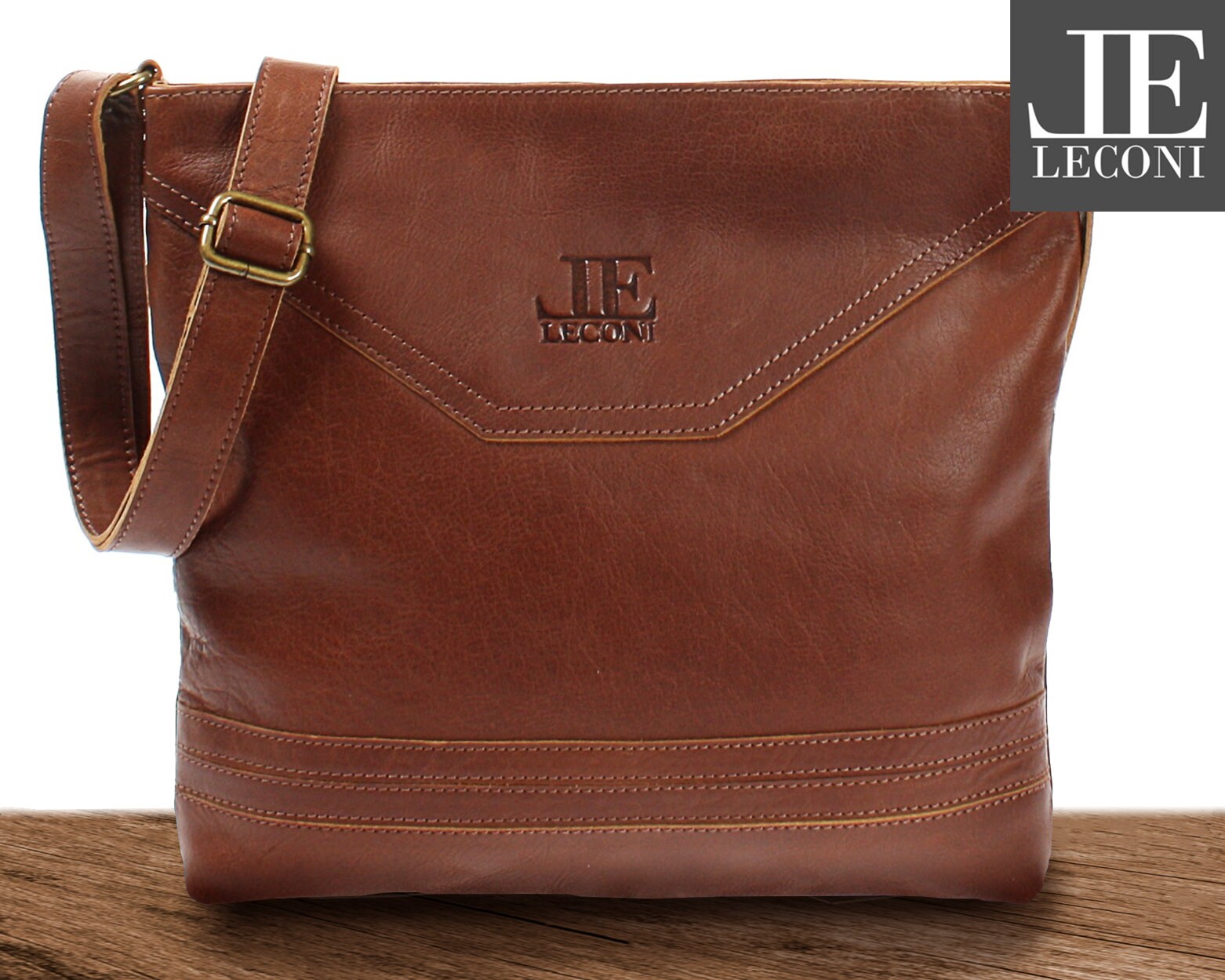 LECONI borsa a tracolla borsa a tracolla borsa in pelle borsa da donna in pelle marrone LE0066