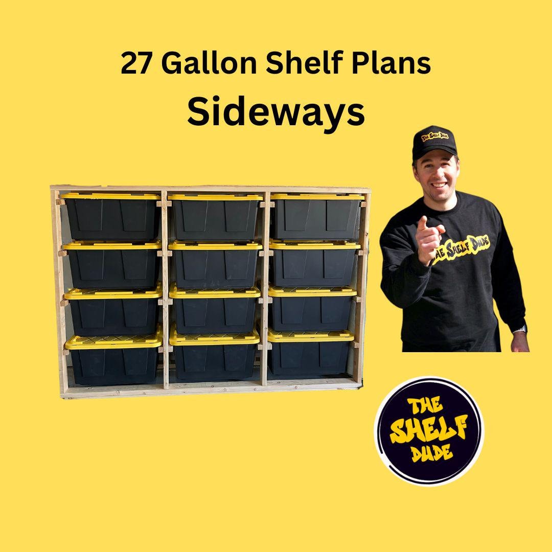 Piani per ripiani di stoccaggio da 27 galloni - SIDEWAYS Trendy Garage Storage Bin, ripiani di stoccaggio Tote, piani per ripiani da garage, piani PDF