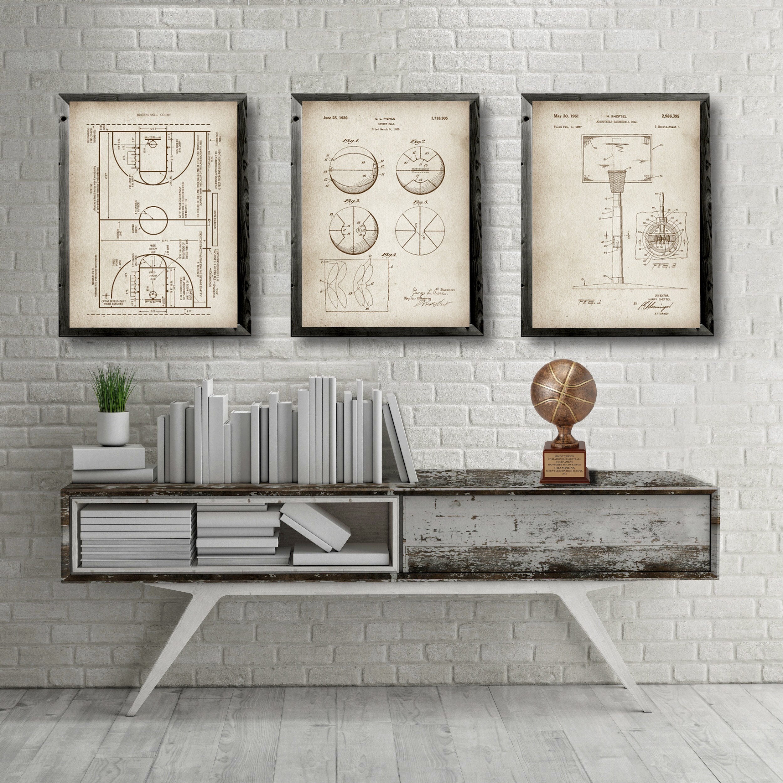 Set di 3 poster BASKET, poster del campo da basket, stampa del brevetto di basket, brevetto della porta da basket, set di stampe artistiche di basket