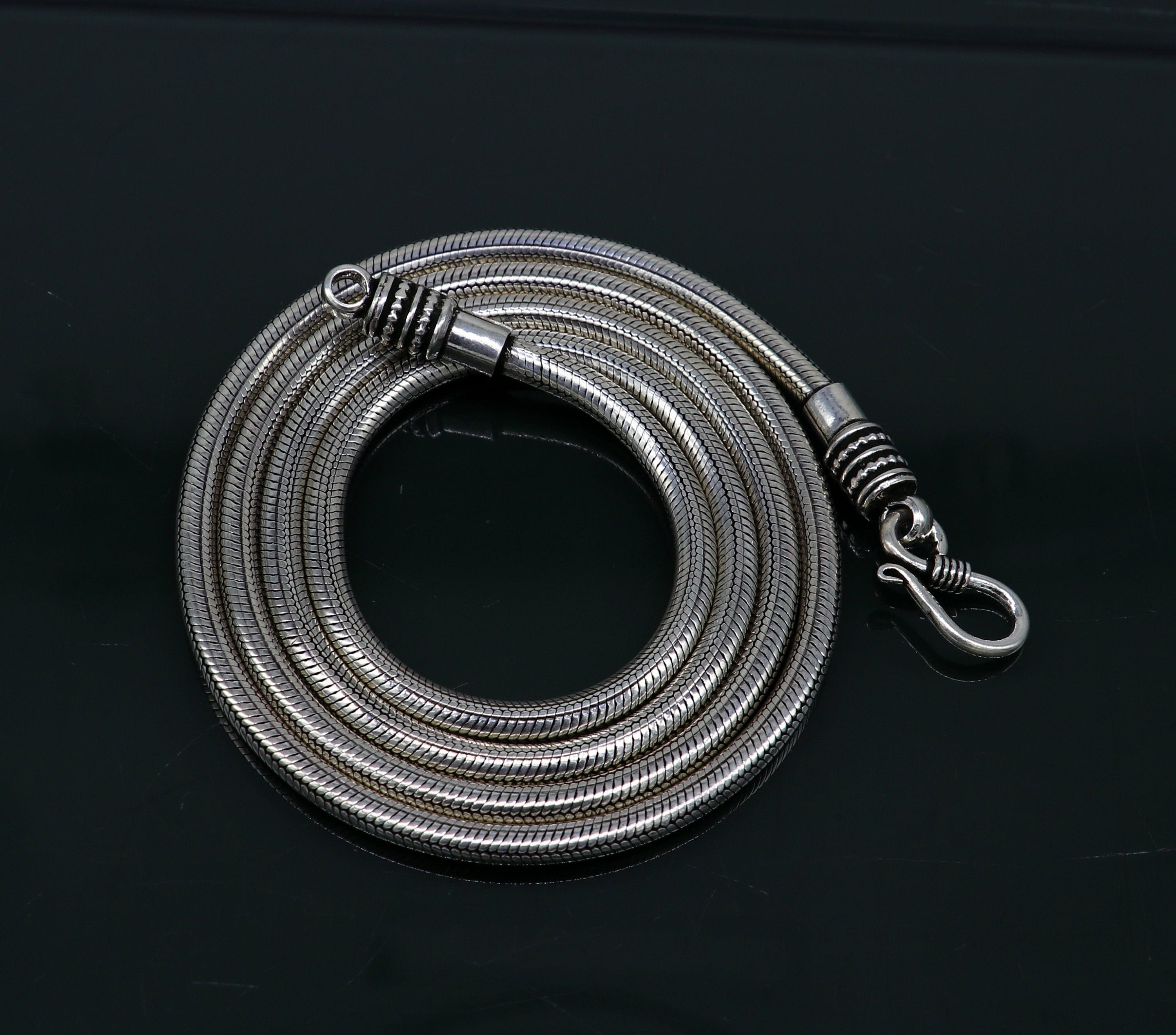"Catena a vite lunga 4 mm da 16\" a 30\" in argento sterling 925, catena a serpente fatta a mano, catena pendente, catena per collana, catena alla moda i"
