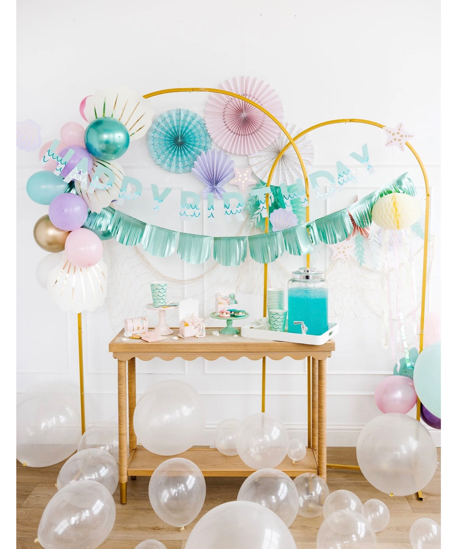 Set di striscioni per compleanno a tema sirena, decorazioni per feste a tema sirena, decorazioni per compleanno a tema mare, decorazioni per feste a t