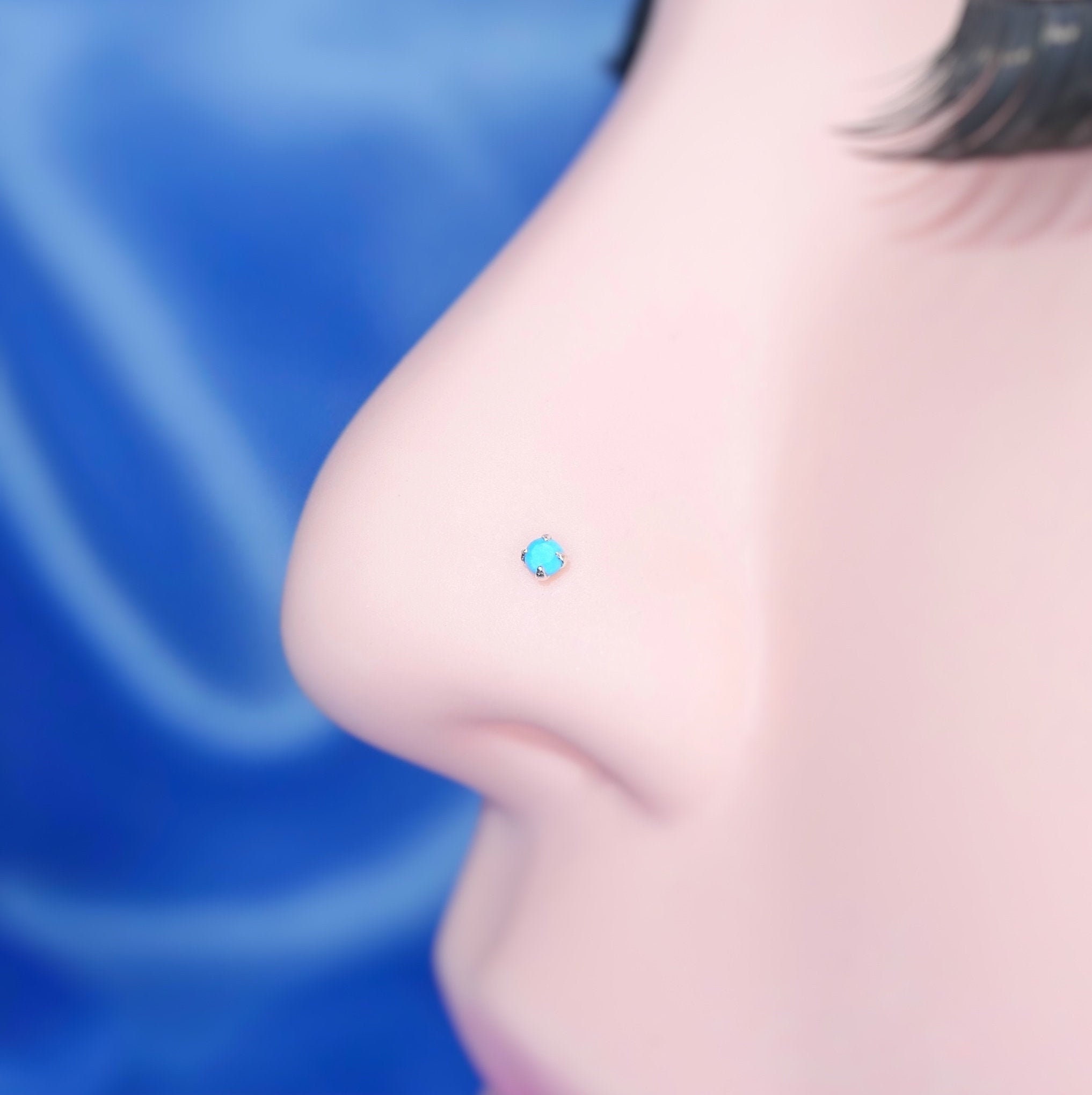 Piercing al naso in argento Sterling, Piercing al naso turchese, Piercing al naso piccolo, Anello al naso, Piercing al naso in argento, Anello al naso