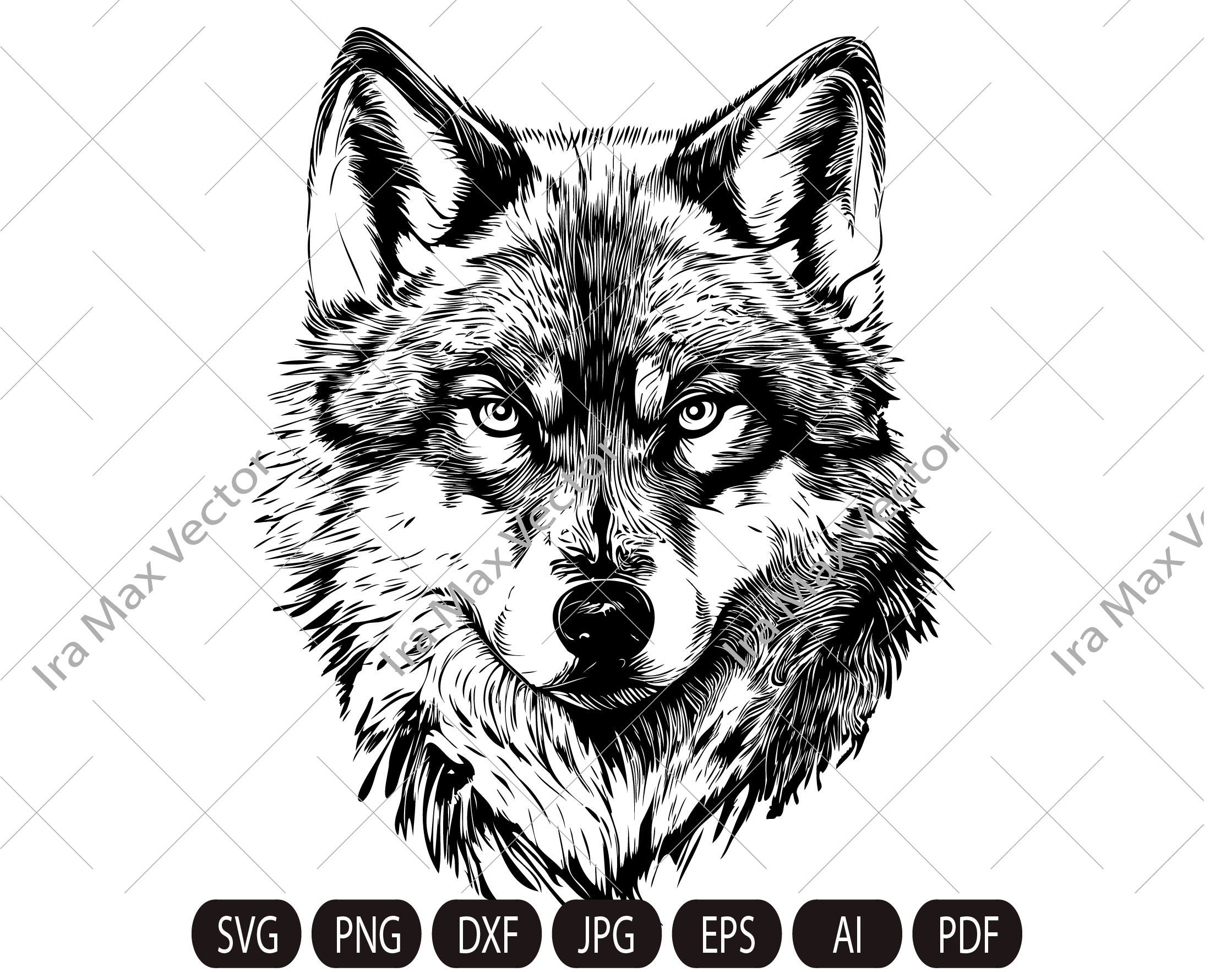 File SVG faccia di lupo, testa di lupo SVG, lupo SVG, clipart di lupo, lupo di montagna SVG, maglietta di lupo, lupo SVG