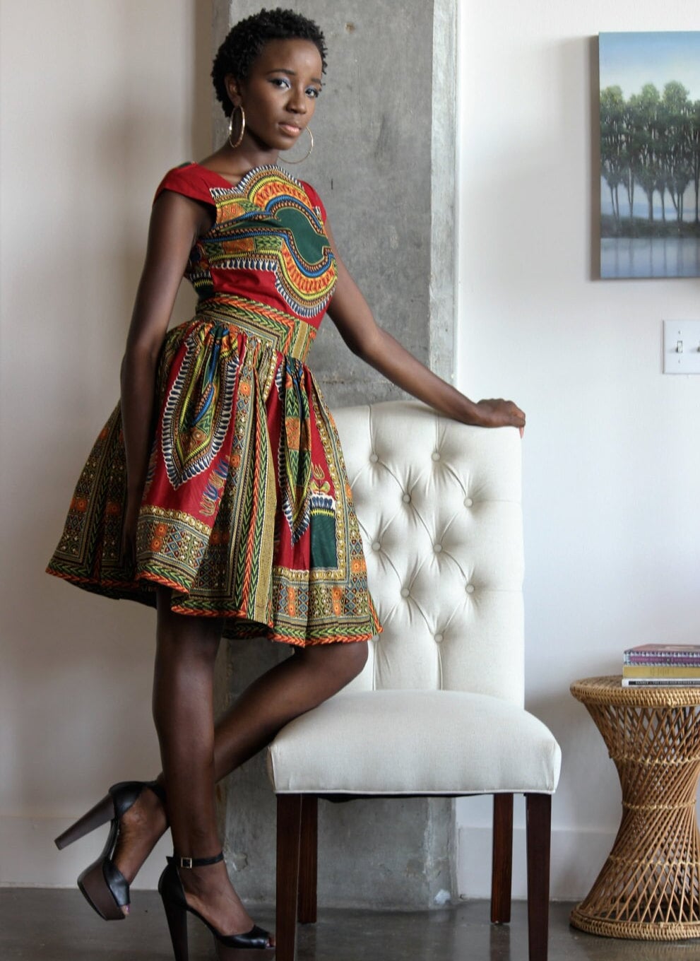 Abbigliamento africano, abito Chreese Dashiki, abito africano Ankara; Abito africano rosso/verde; Abito africano; Abbigliamento africano; Dashiki afri